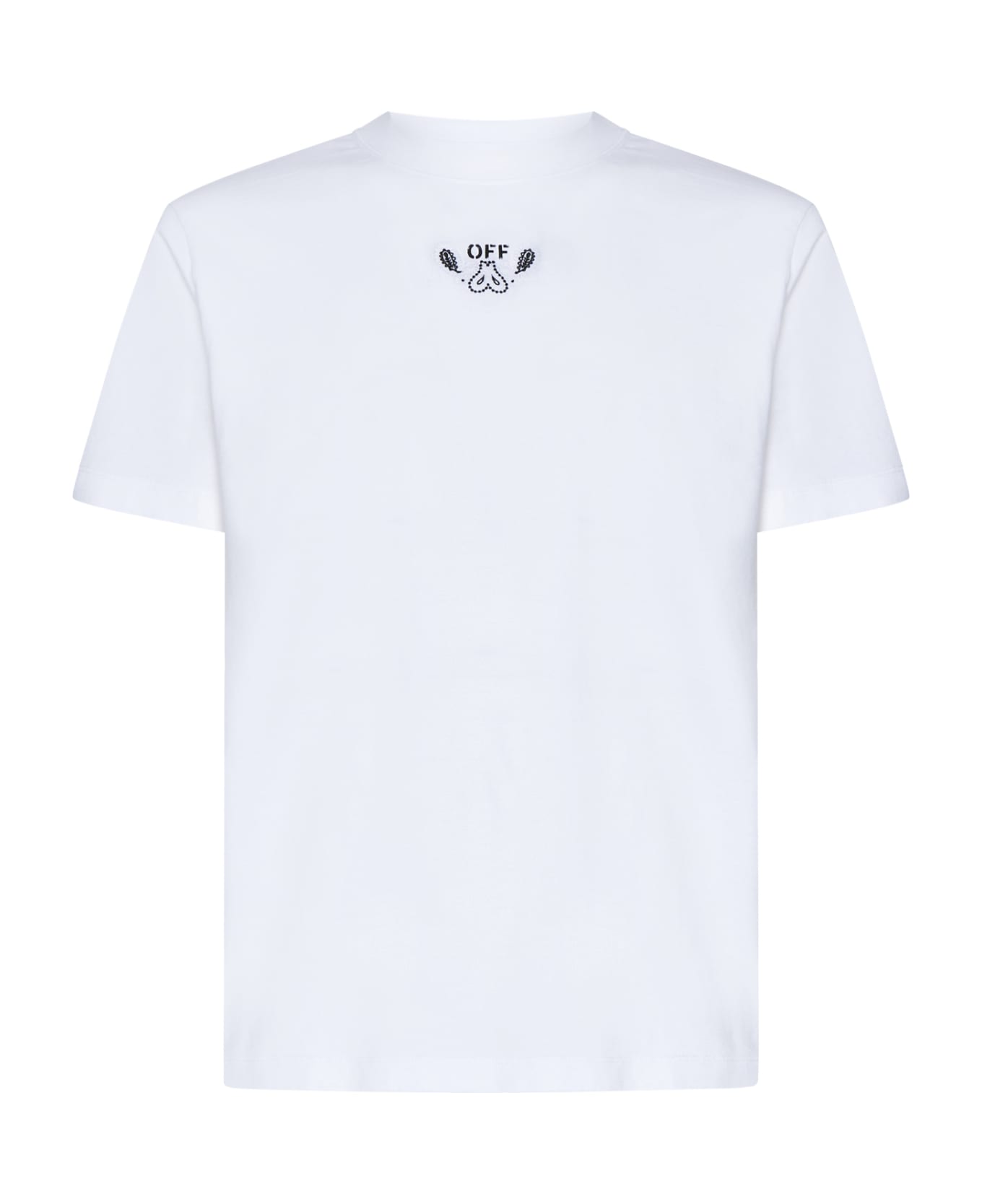 Off-White Off White Logo Printed Crewneck T-shirt - White Black