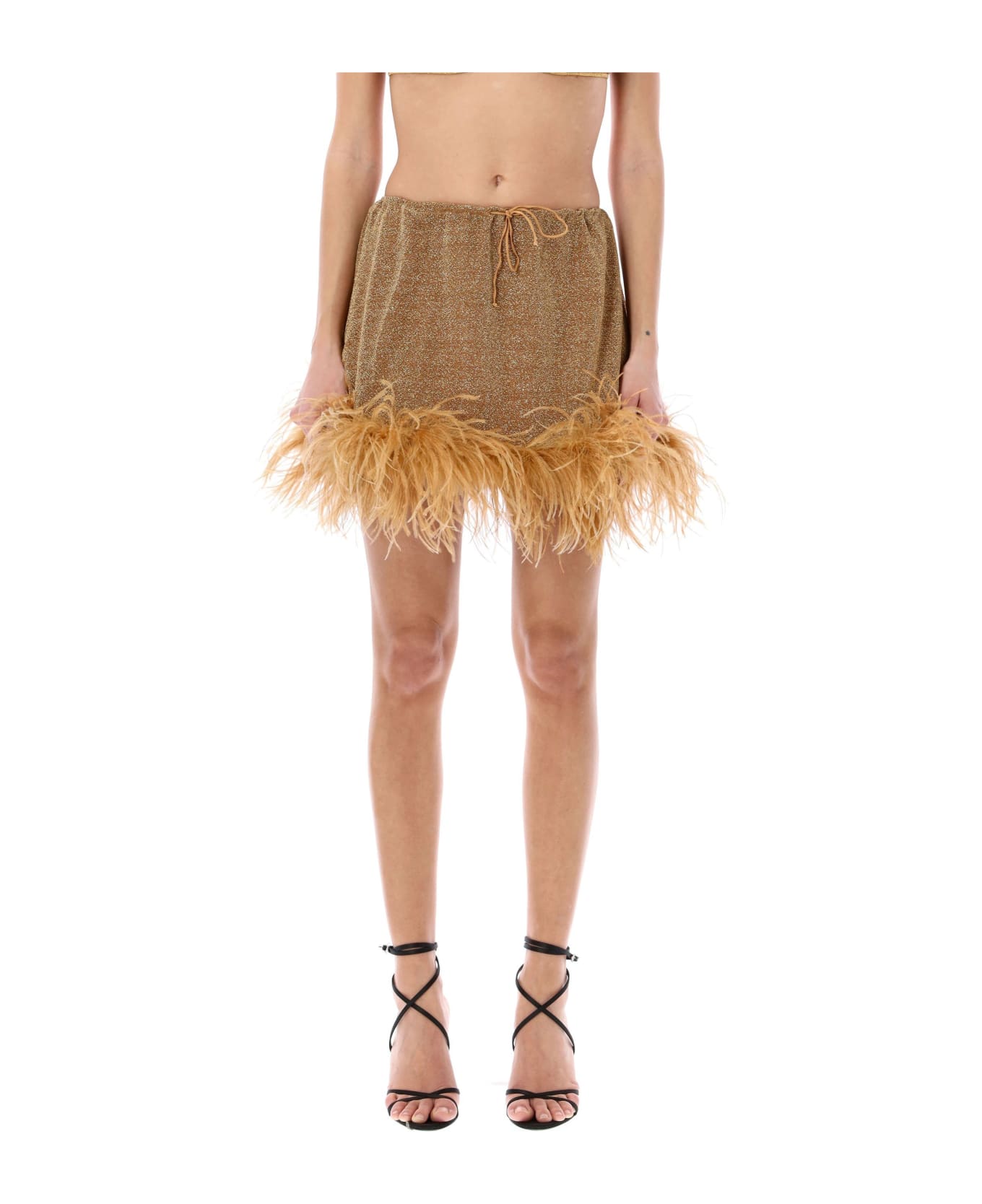 Oseree Lumière Plumage Mini Skirt - TOFFE GOLD