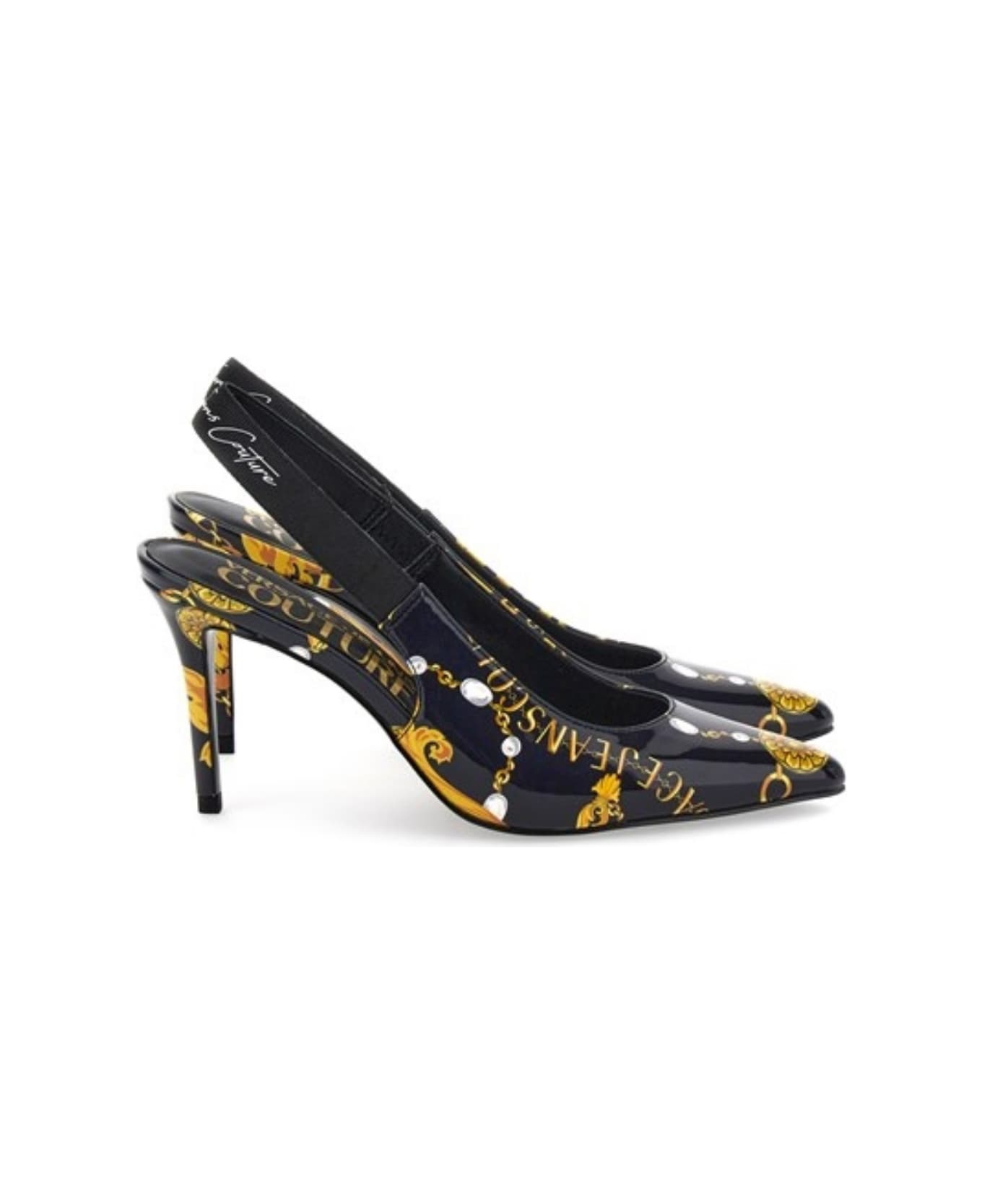 Versace Jeans Couture Decolleté In Black And Gold - Black