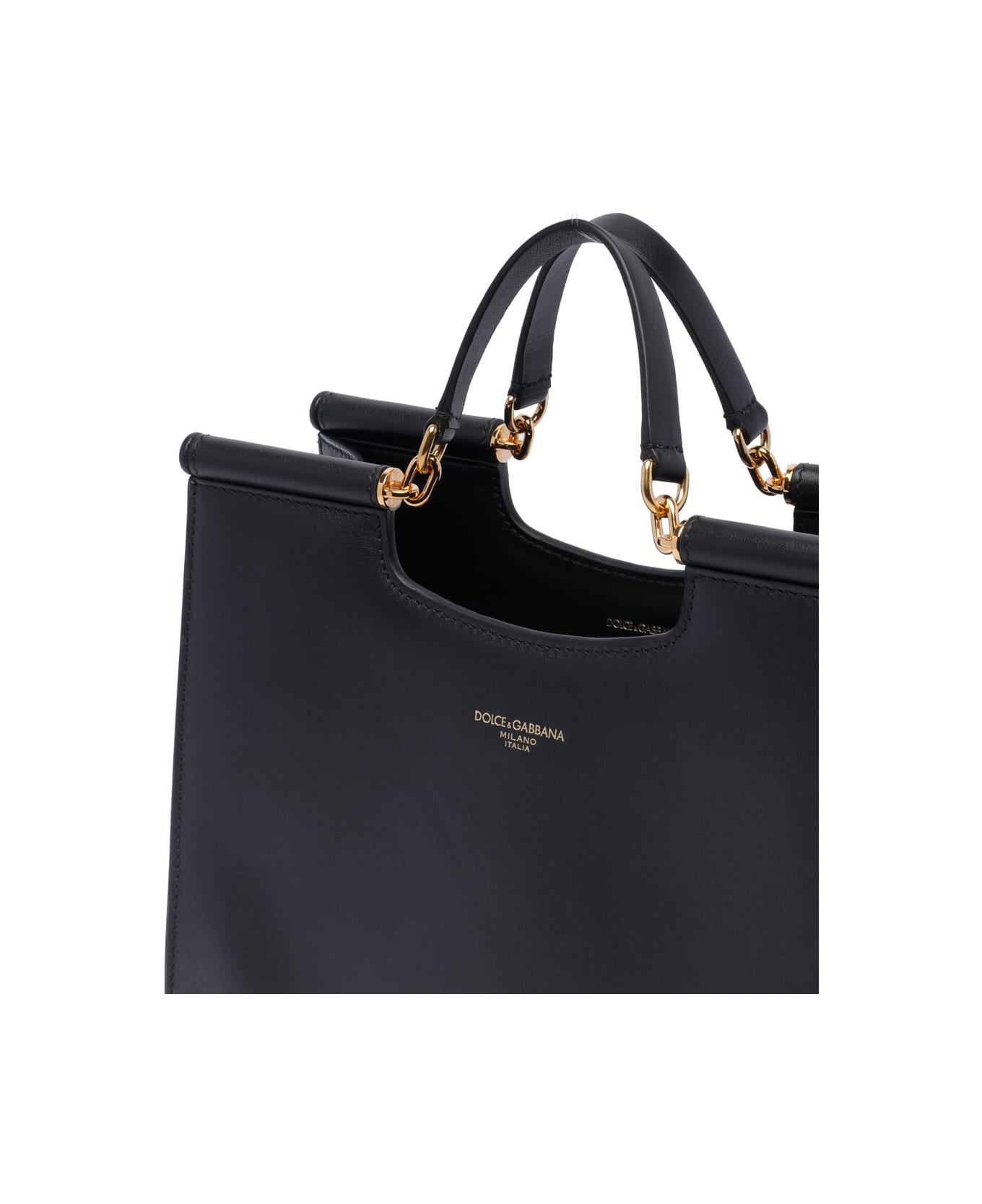 Dolce & Gabbana Small Sicily Logo Shopping Bag - BLACK