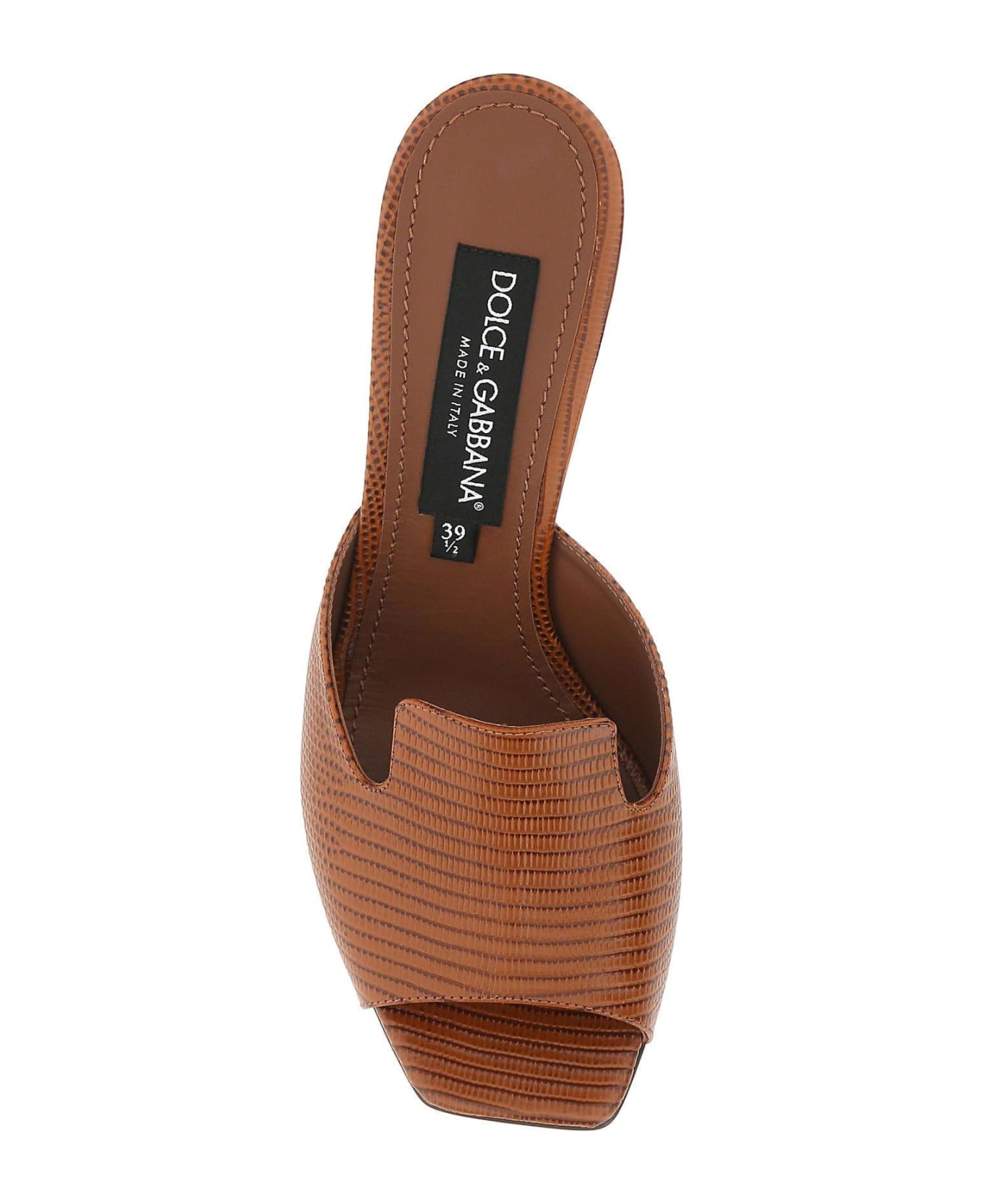 Dolce & Gabbana Brown Leather Mules - Cuoio