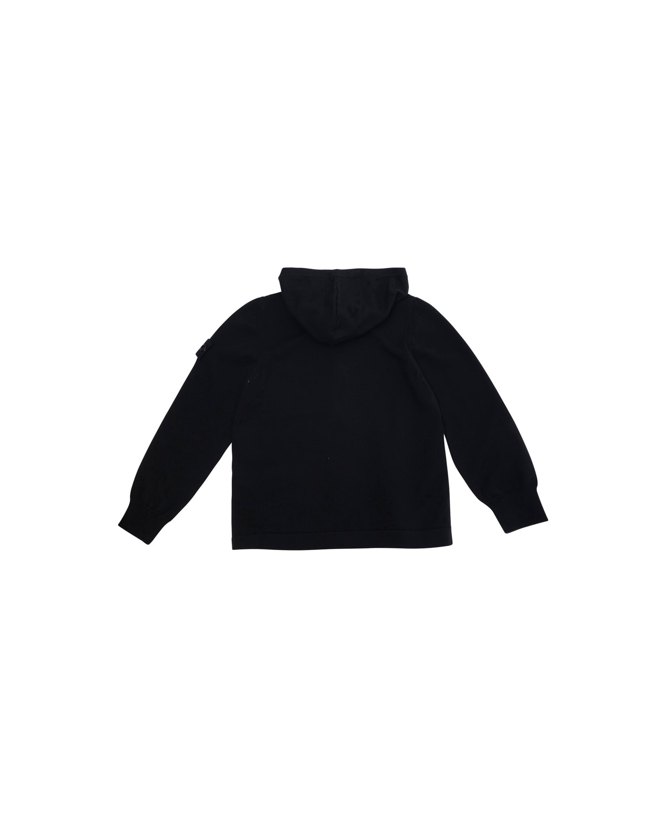 Stone Island Junior Black Sweatshirt With Hood And Removable Compass Logo Applied On The Sleeve In Cotton Boy - Black