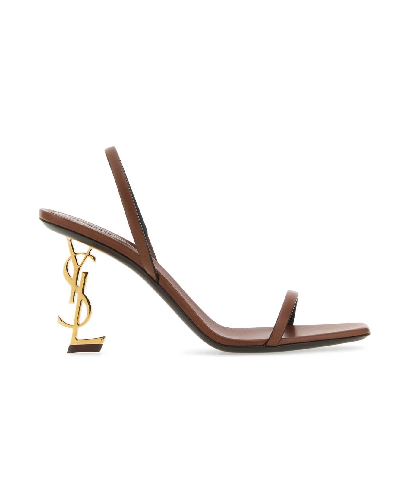 Saint Laurent Brown Leather Opyum 85 Sandals - BRUCIATOBRUCIATO