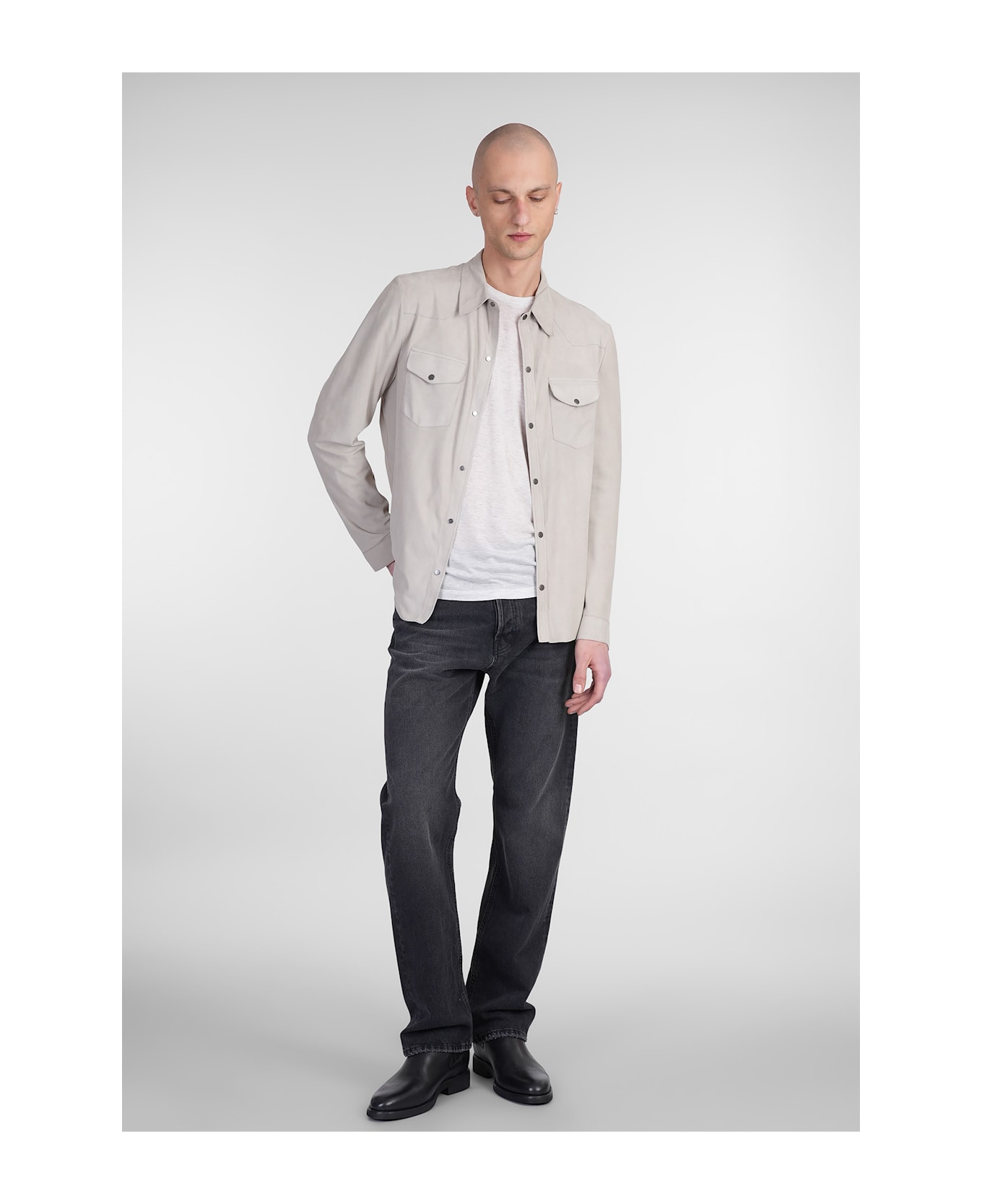 Salvatore Santoro Leather Jacket In Grey Leather - grey