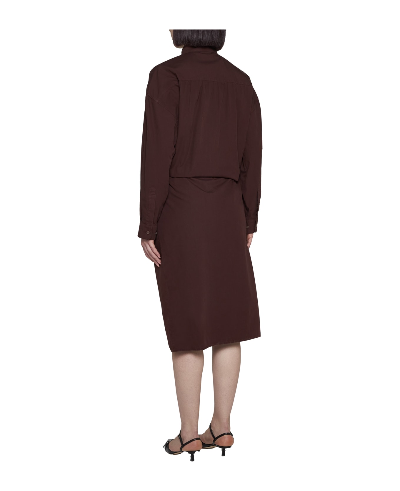 Lemaire Asymmetric Twisted Midi Shirt Dress - Cocoa bean