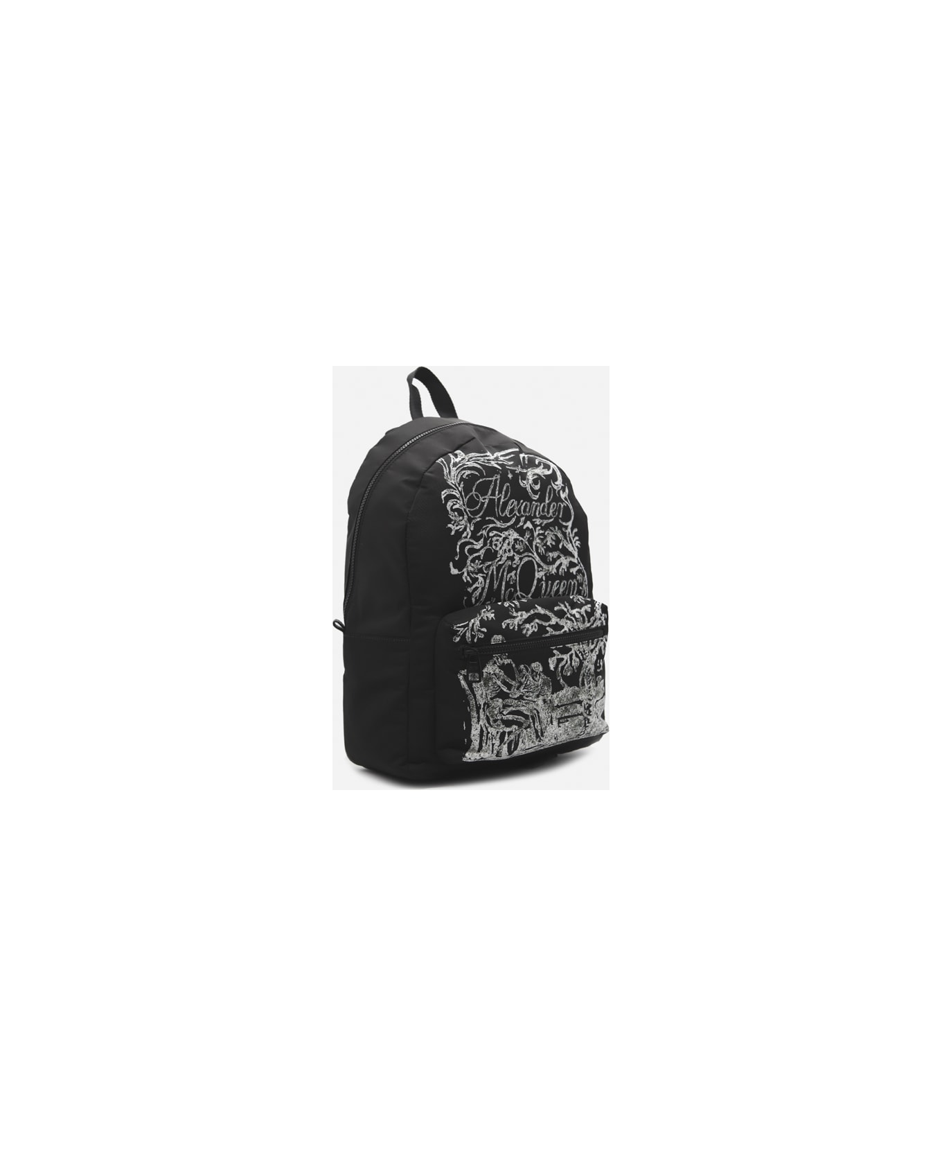 Alexander McQueen Metropolitan Backpack With Blake Painting In Nylon - Black/white