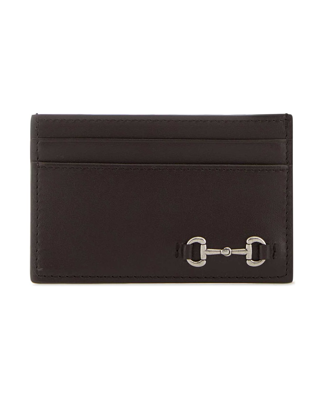 Gucci Dark Brown Leather Card Holder - BROWN
