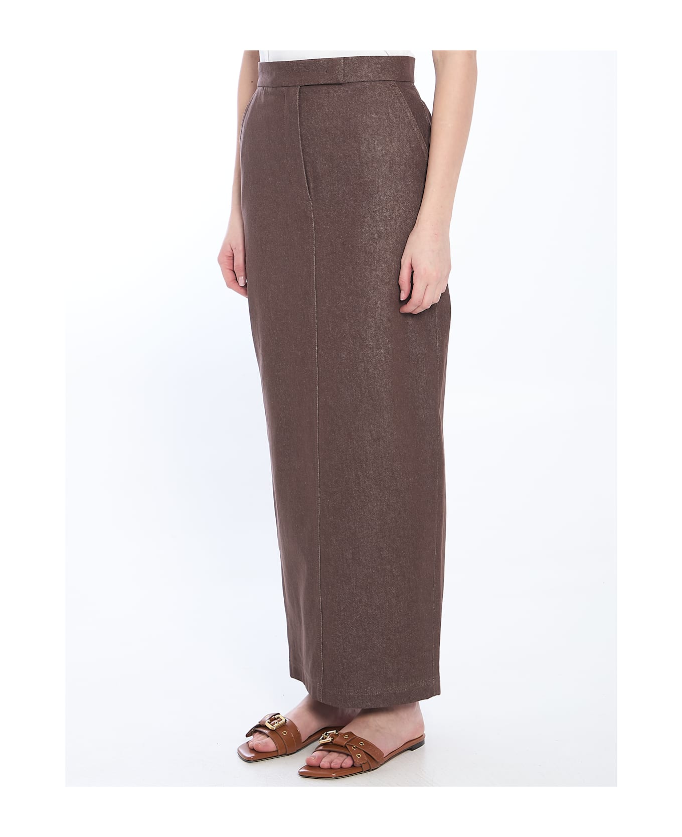 Max Mara Cotton With Denim Effect Long Skirt - Blue