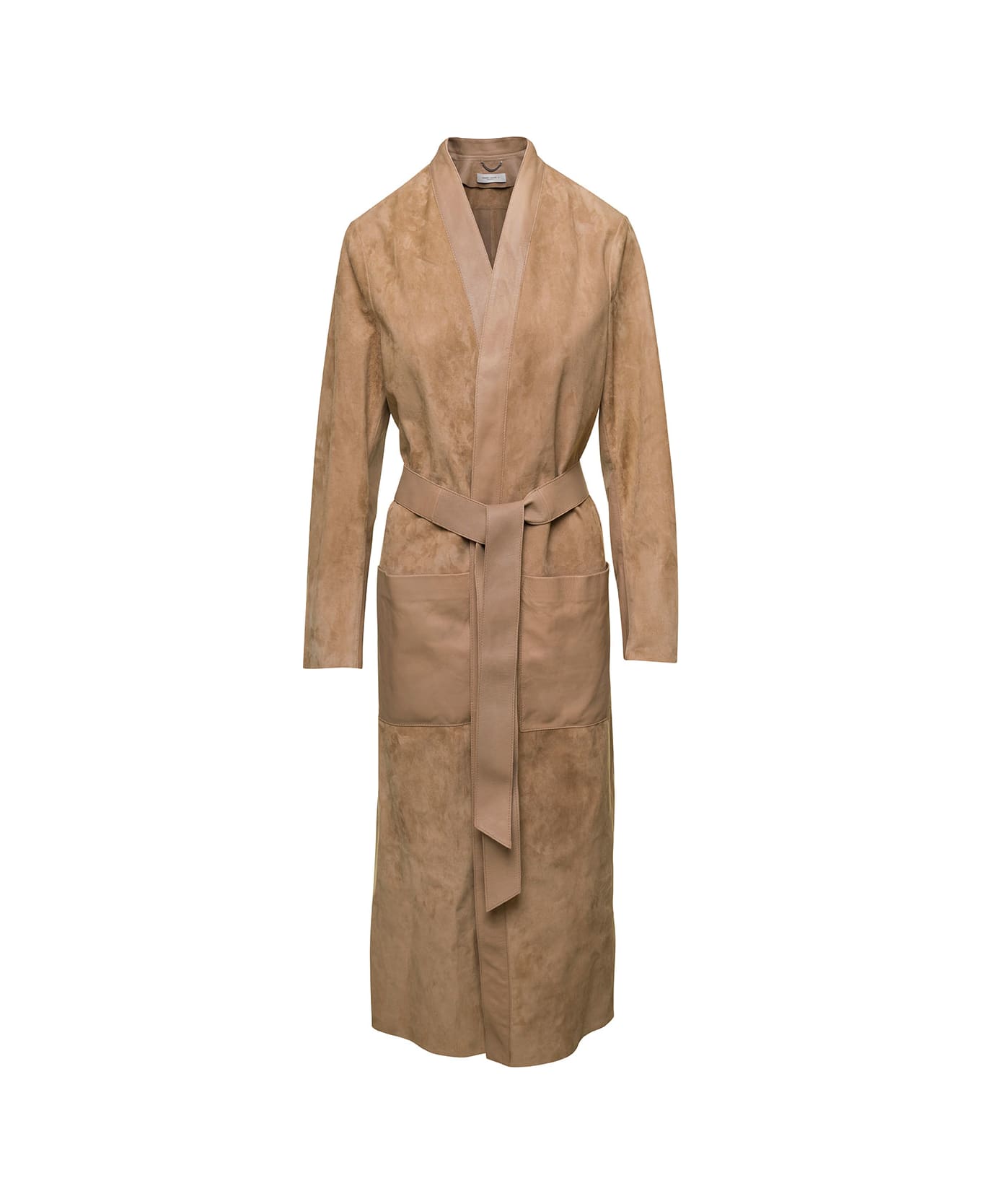 Golden Goose Brown Belted Trench Coat In Suede Woman - Beige