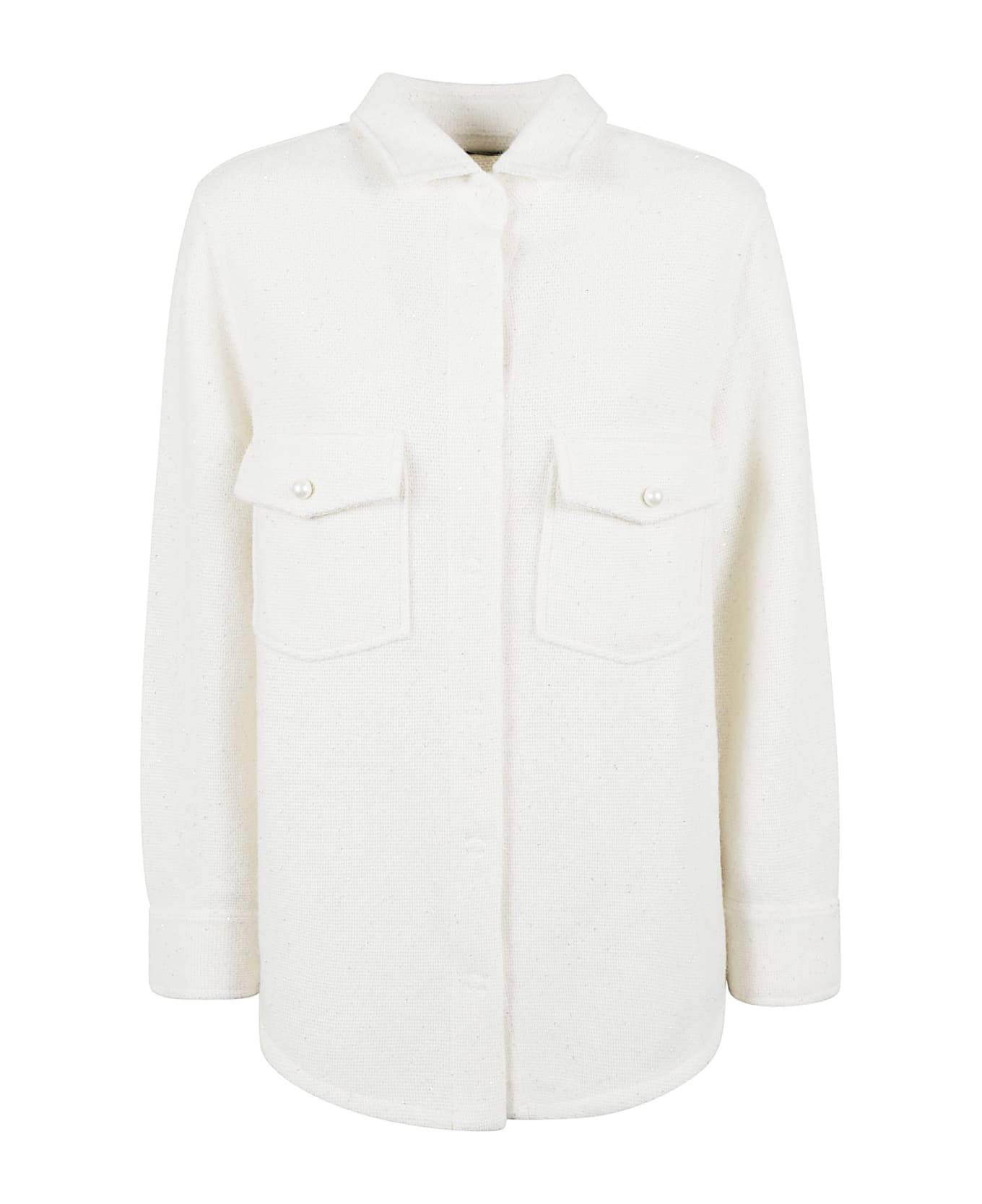 Bruno Manetti Buttoned Pocket Oversized Jacket - White