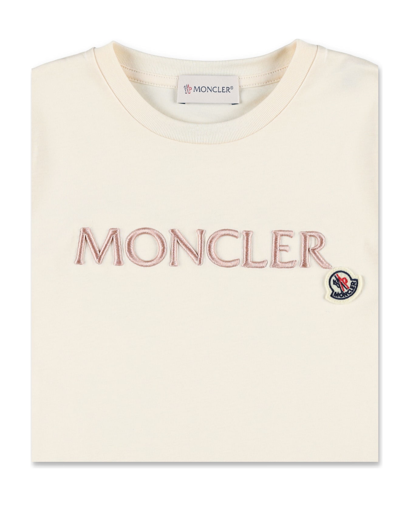 Moncler Kid - Embroidered Logo Cotton T-shirt - BEIGE