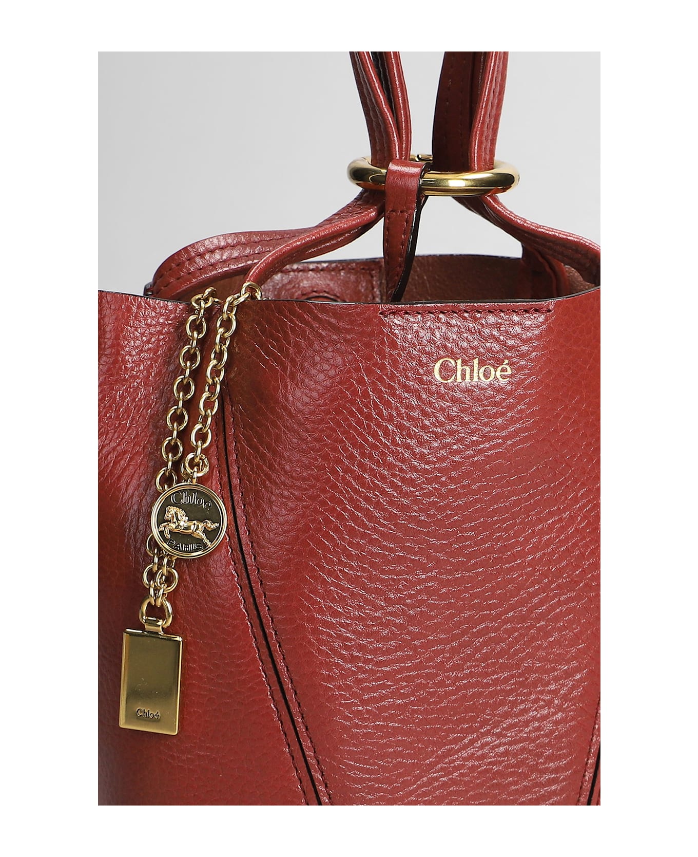 Chloé Spin Tote In Bordeaux Leather - bordeaux