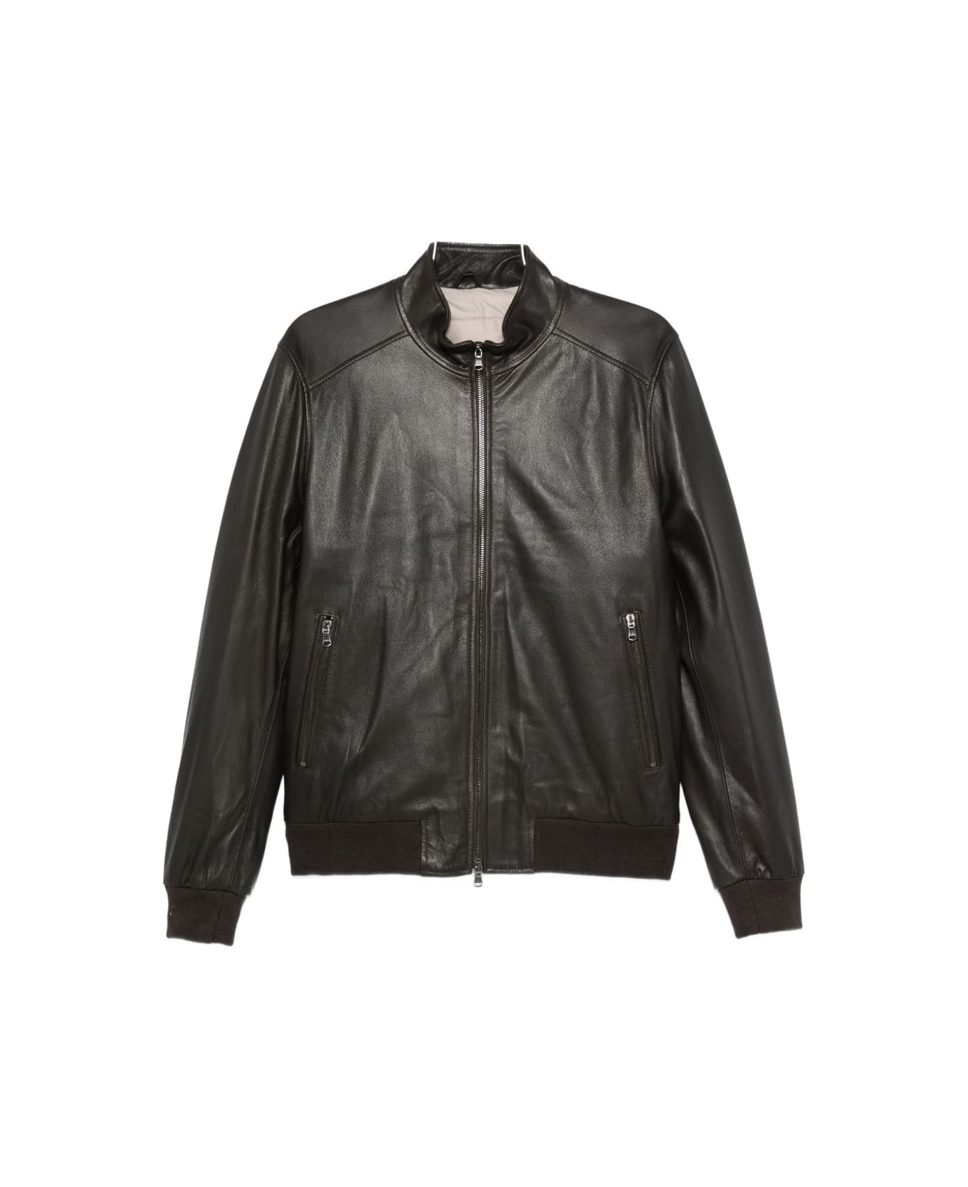 Barba Napoli Barba Padded Nappa Bomber Jacket - Black