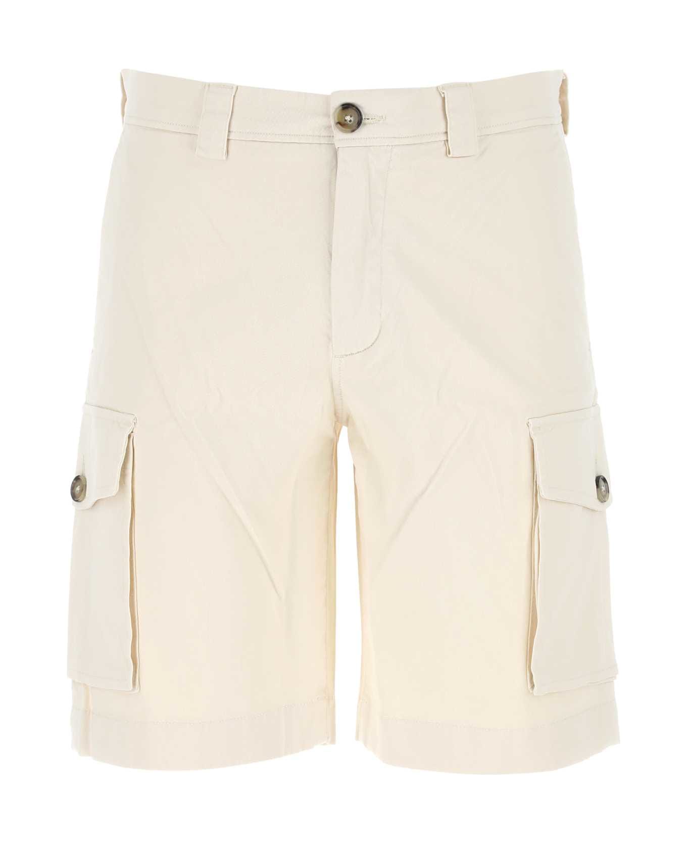 Woolrich Ivory Stretch Cotton Bermuda Shorts - MILKYCREAM