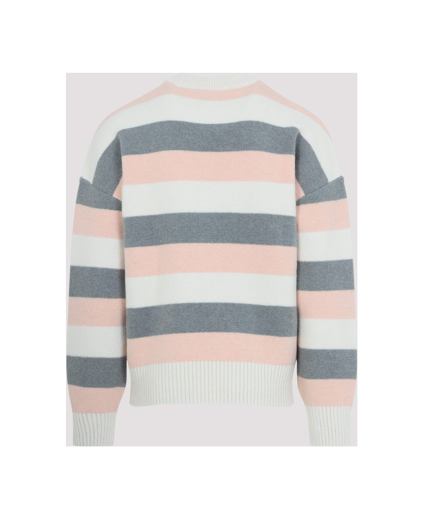 Ami Alexandre Mattiussi Striped Crewneck Sweater - Grey Powder Off White