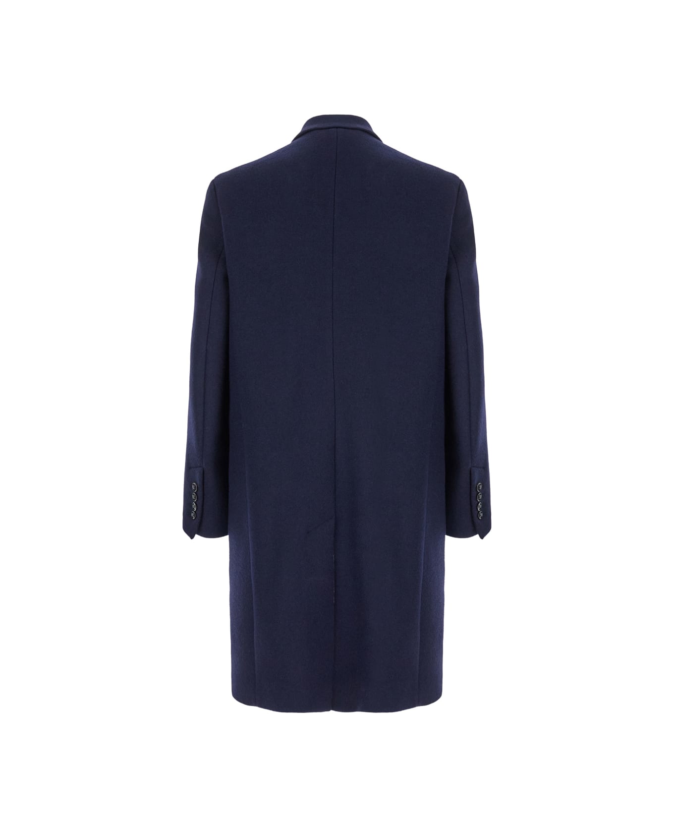 Ami Alexandre Mattiussi Blue Double-breasted Coat With Peak Revers In Wool Man - Blu