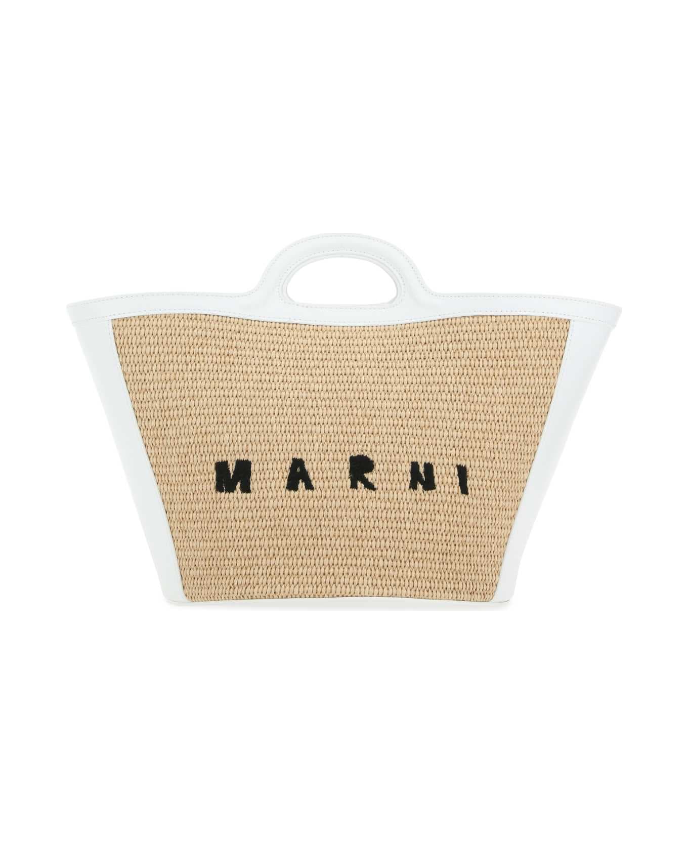 Marni Two-tone Leather And Raffia Small Tropicalia Summer Handbag - Z0T01