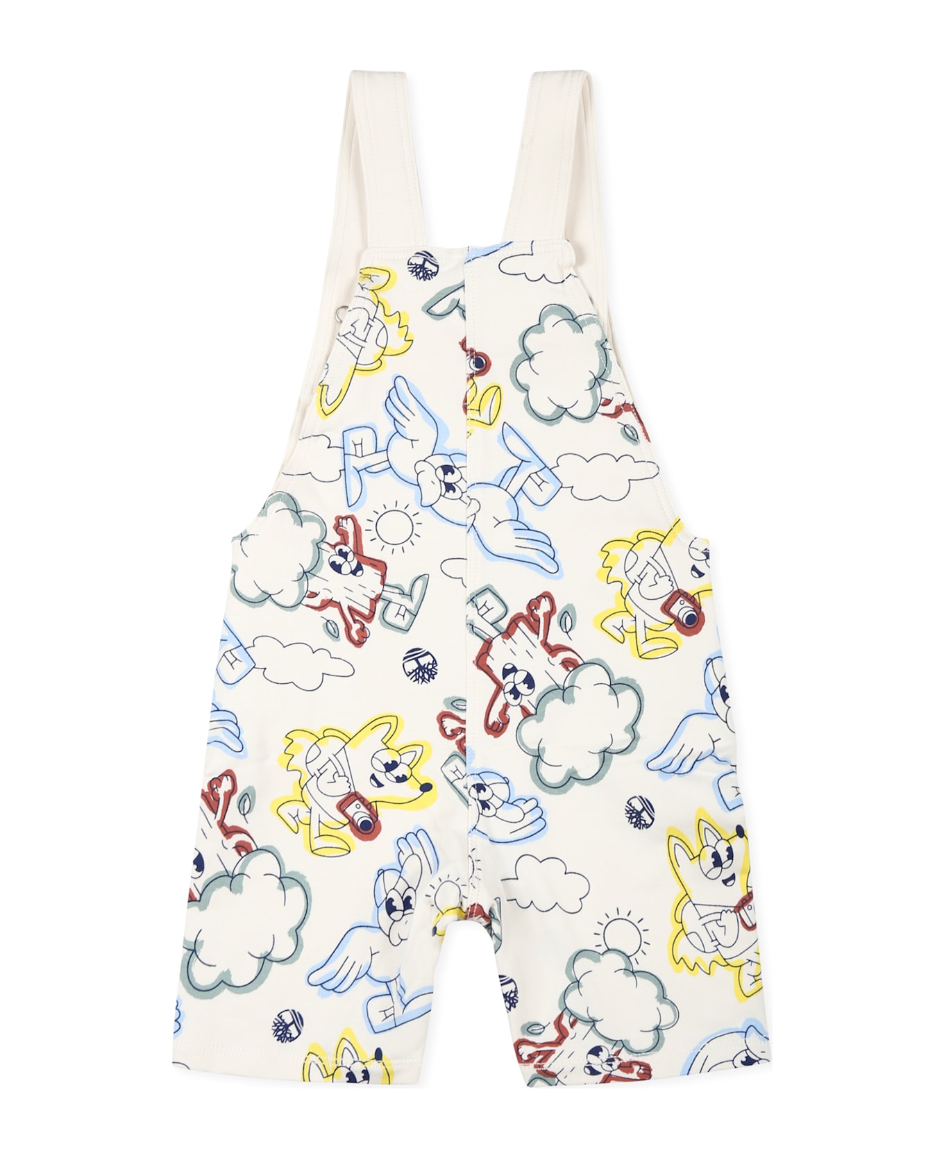 Timberland Ivory Dungarees For Baby Boy With Tree And Print - Ivory