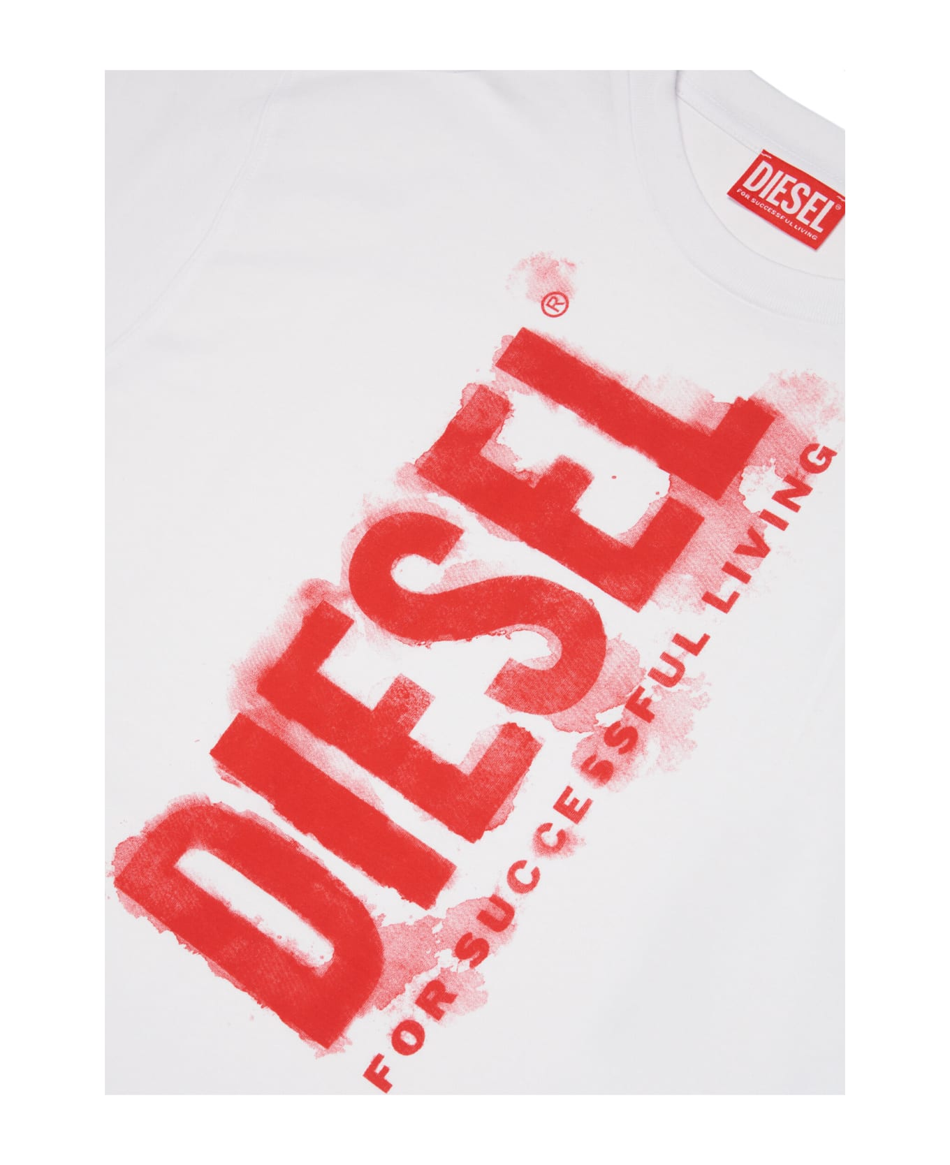 Diesel Dextry Dress Diesel White Maxi T-shirt Dress With Watercolour Effect Logo - White