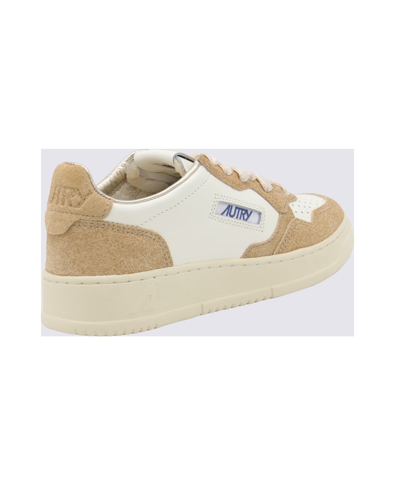 Autry Beige And Brown Leather Medalist Low Sneakers - Beige