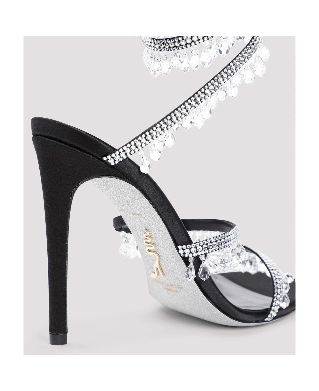 René Caovilla Chandelier Sandals - Black Satin