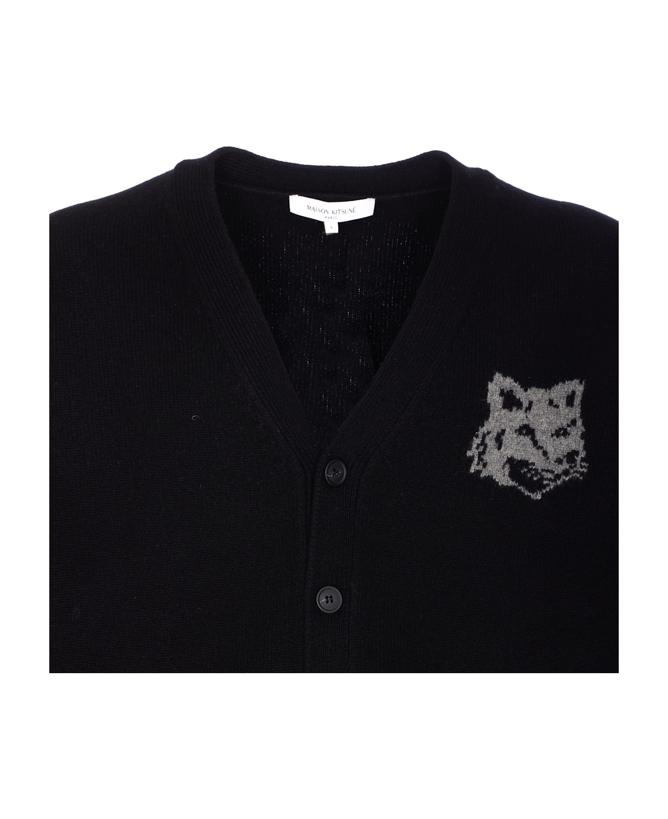 Maison Kitsuné Fox Head Cardigan - Black