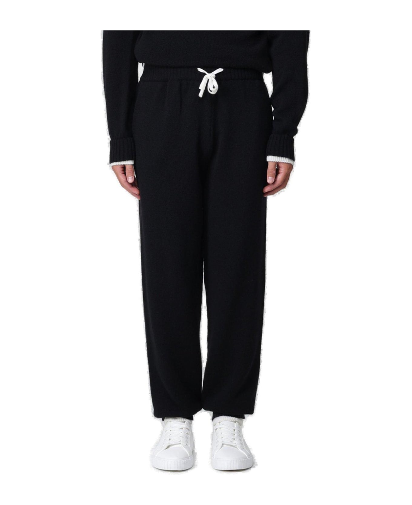 MSGM Tapered Drawstring Knitted Track Pants - Nero