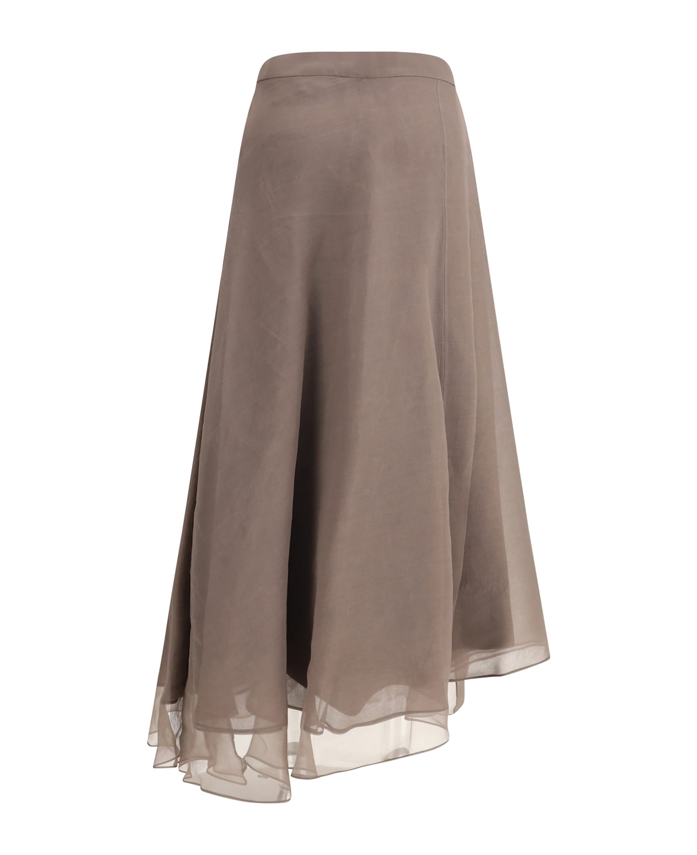 Brunello Cucinelli Silk Crêpe Midi Skirt