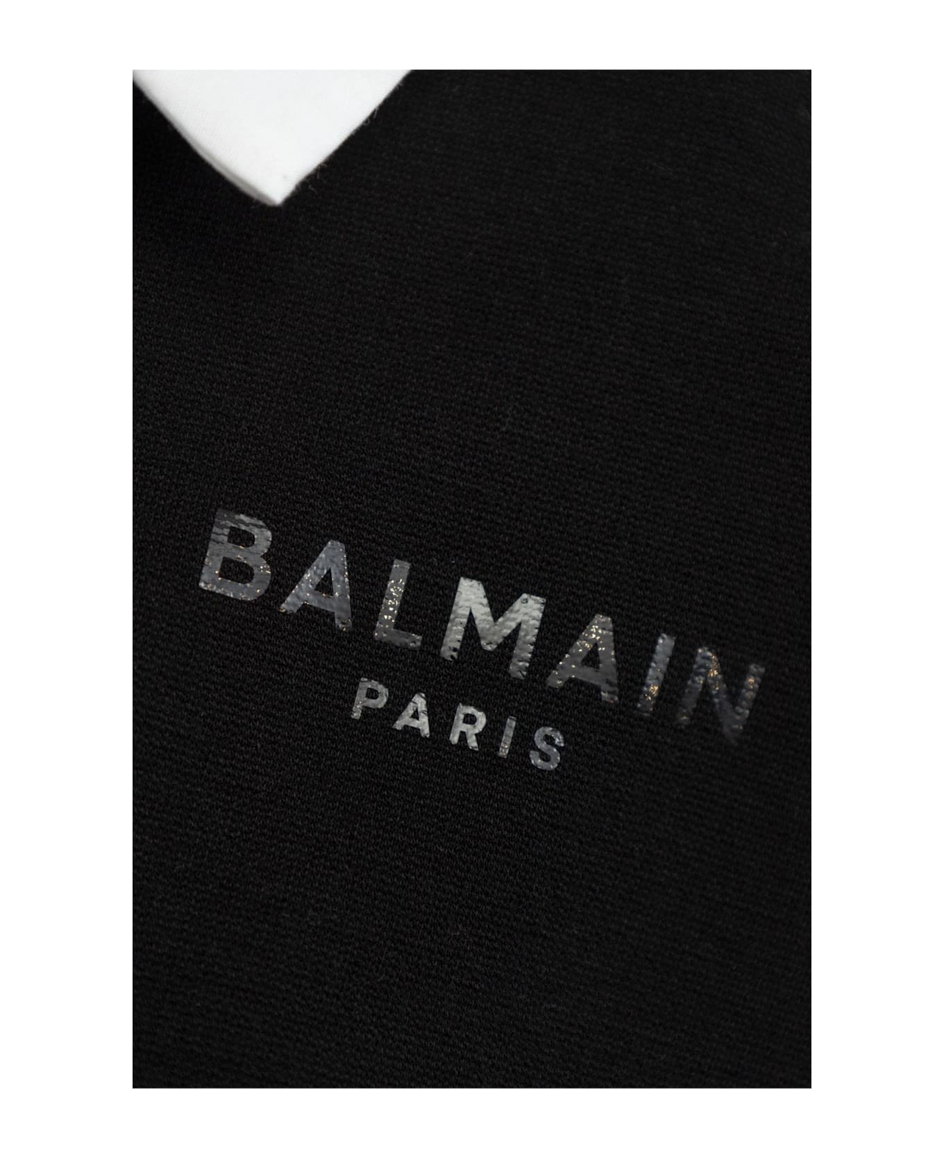 Balmain Logo Printed Long Sleeved Dress - Black