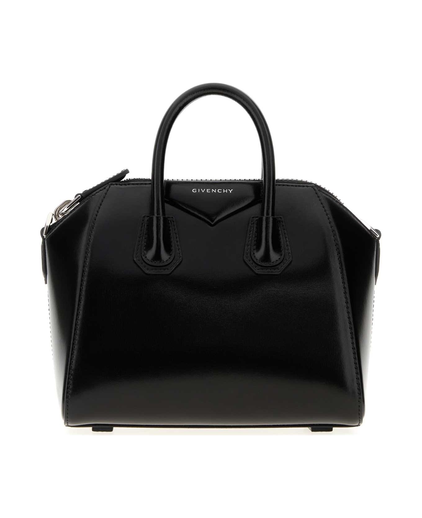 Givenchy Black Leather Mini Antigona Handbag - BLACK