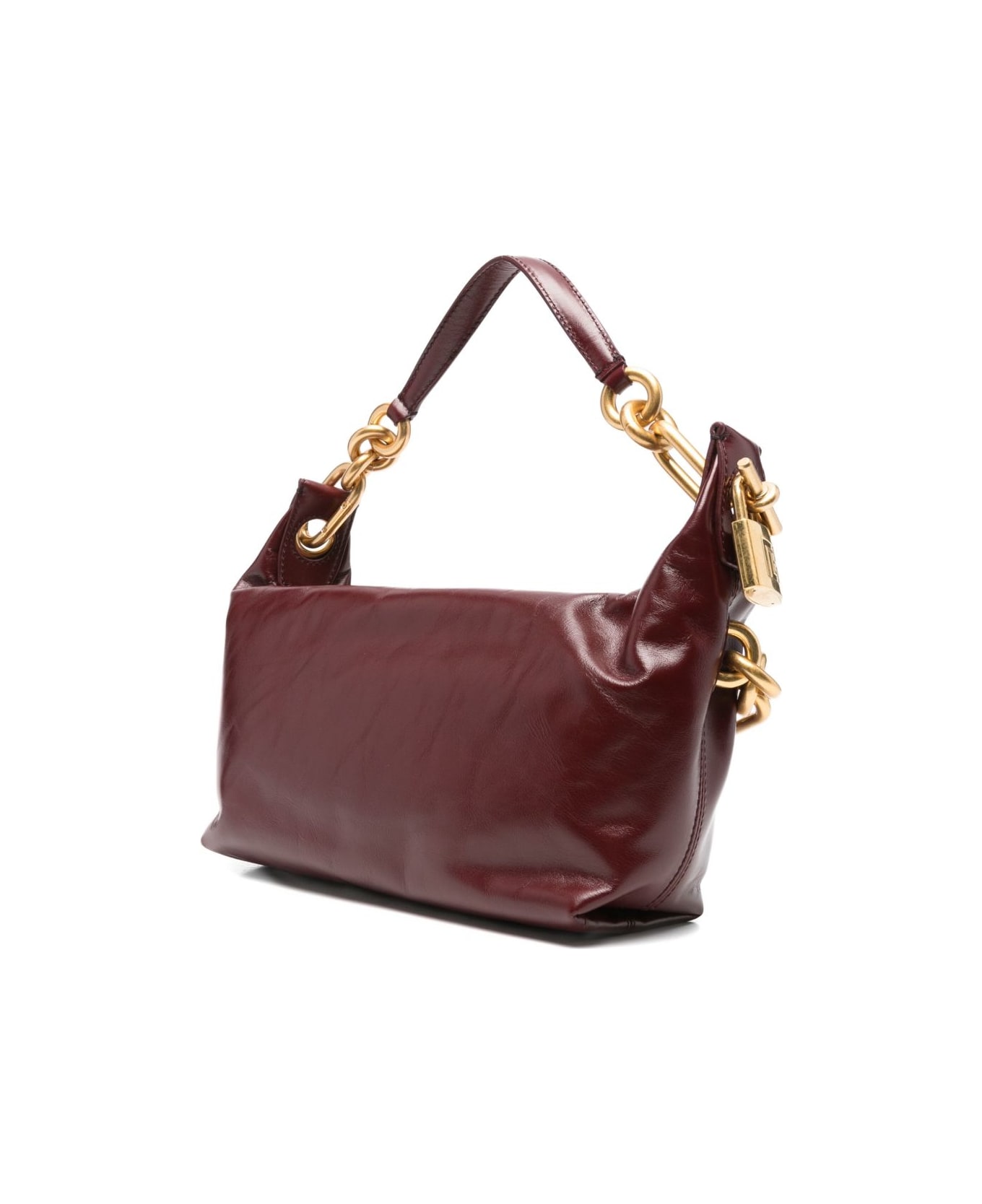 Balmain Sync Medium Leather Shoulder Bag - Bordeaux