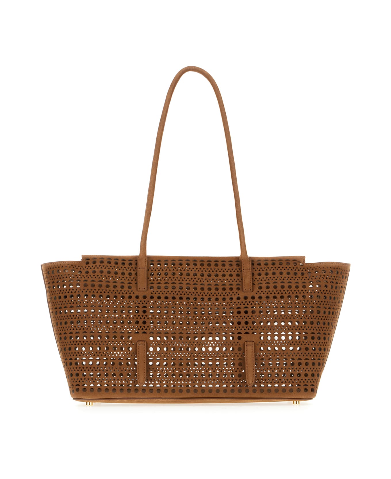 Alaia Brown Suede Leather Mina 32 Handbag - TERRE D'OMBRE