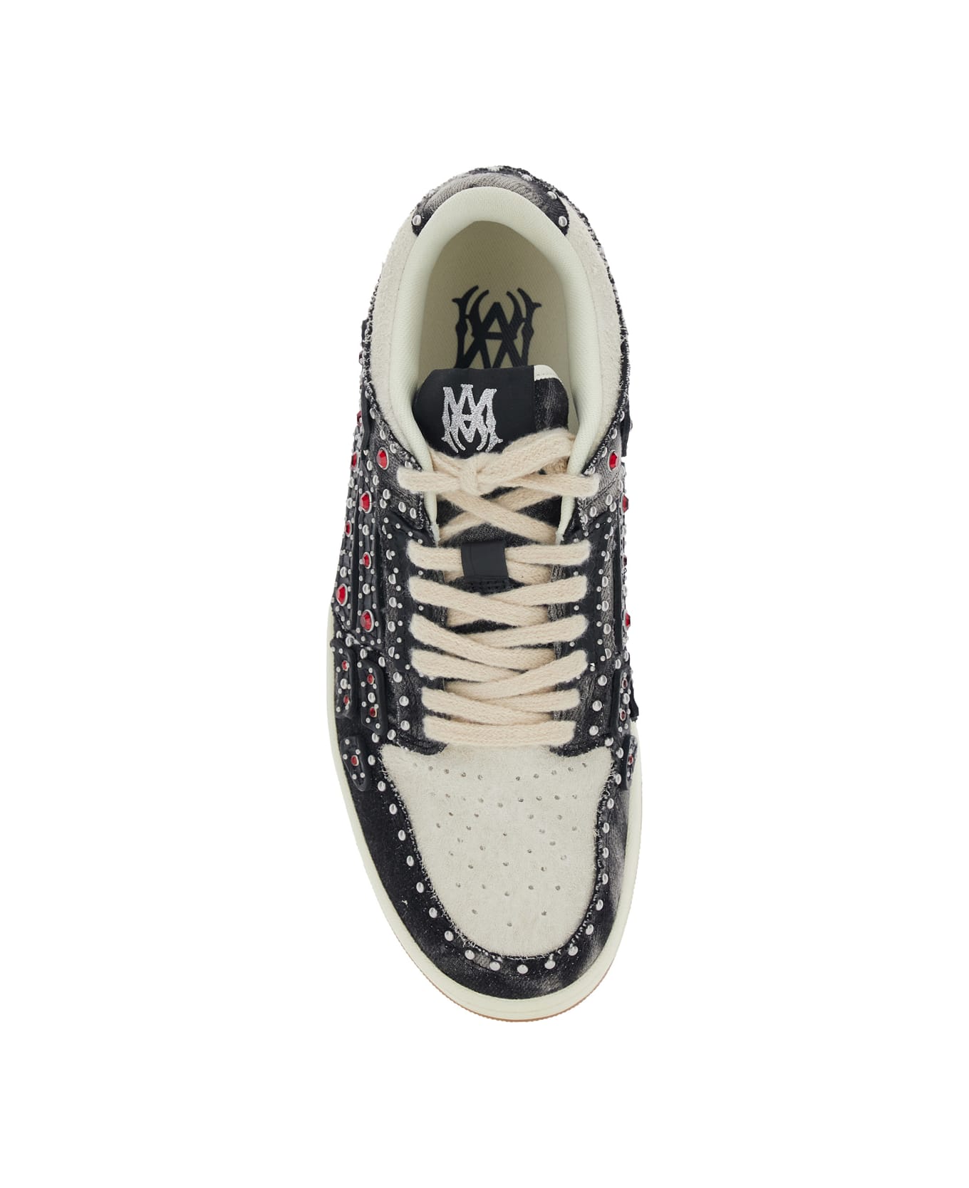 AMIRI 'skel Top' Black Sneaker With Beads And Crystals Application And Logo On The Heel In Fabric And Cotton Man - Black
