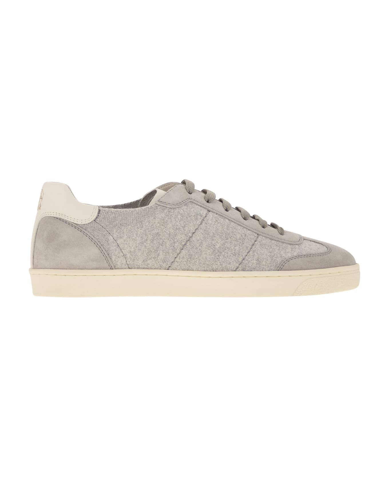 Brunello Cucinelli Cotton Knit, Washed Suede And Soft Calfskin Trainers - Cfk54