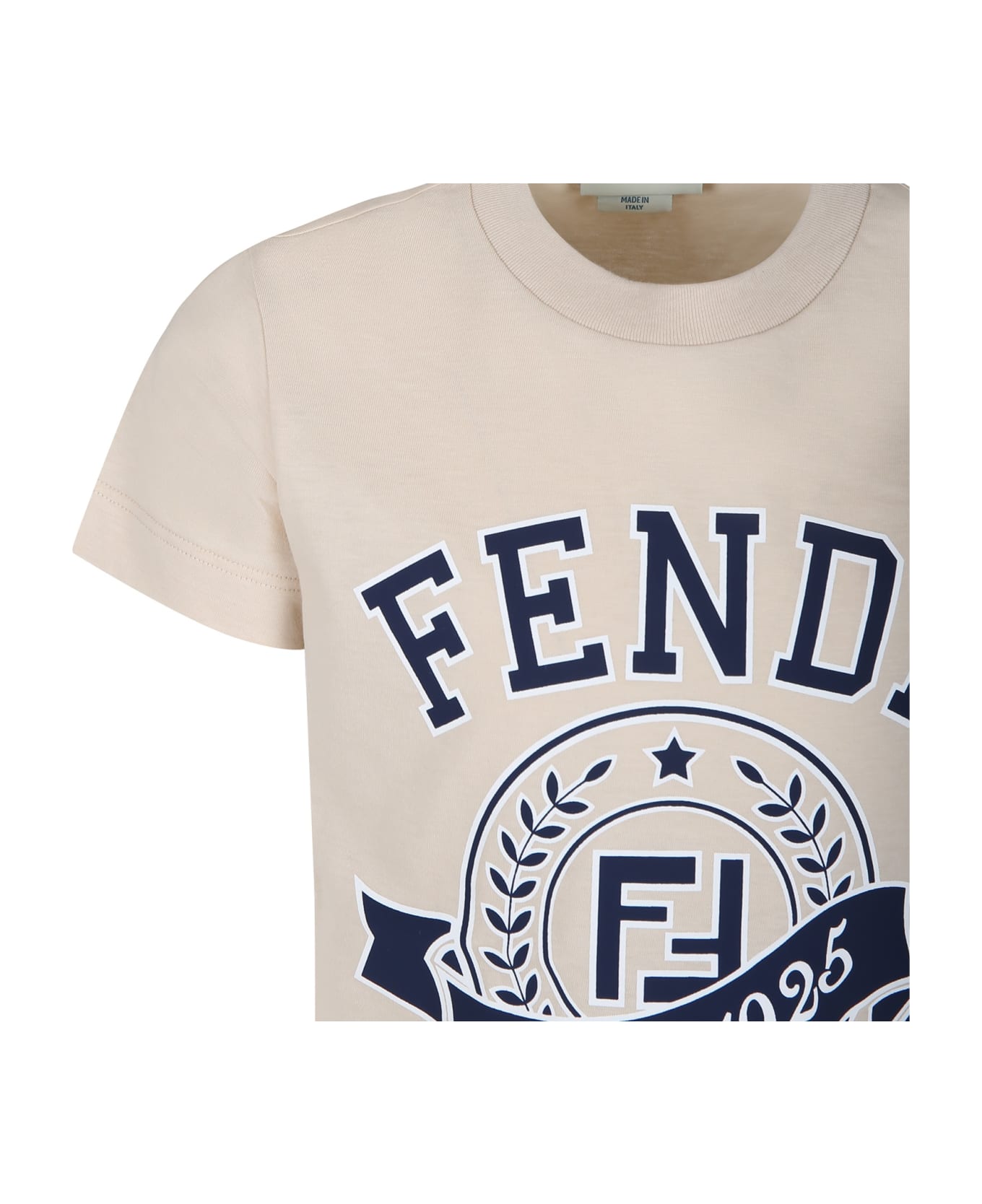 Fendi Beige T-shirt For Kids With Logo Print - Beige