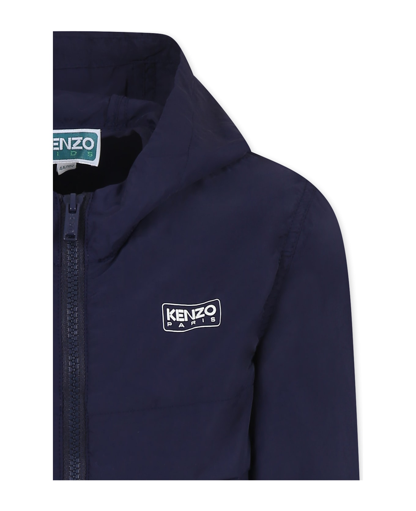 Kenzo Kids Blue Windbreaker Jacket For Kids With Logo - Blue