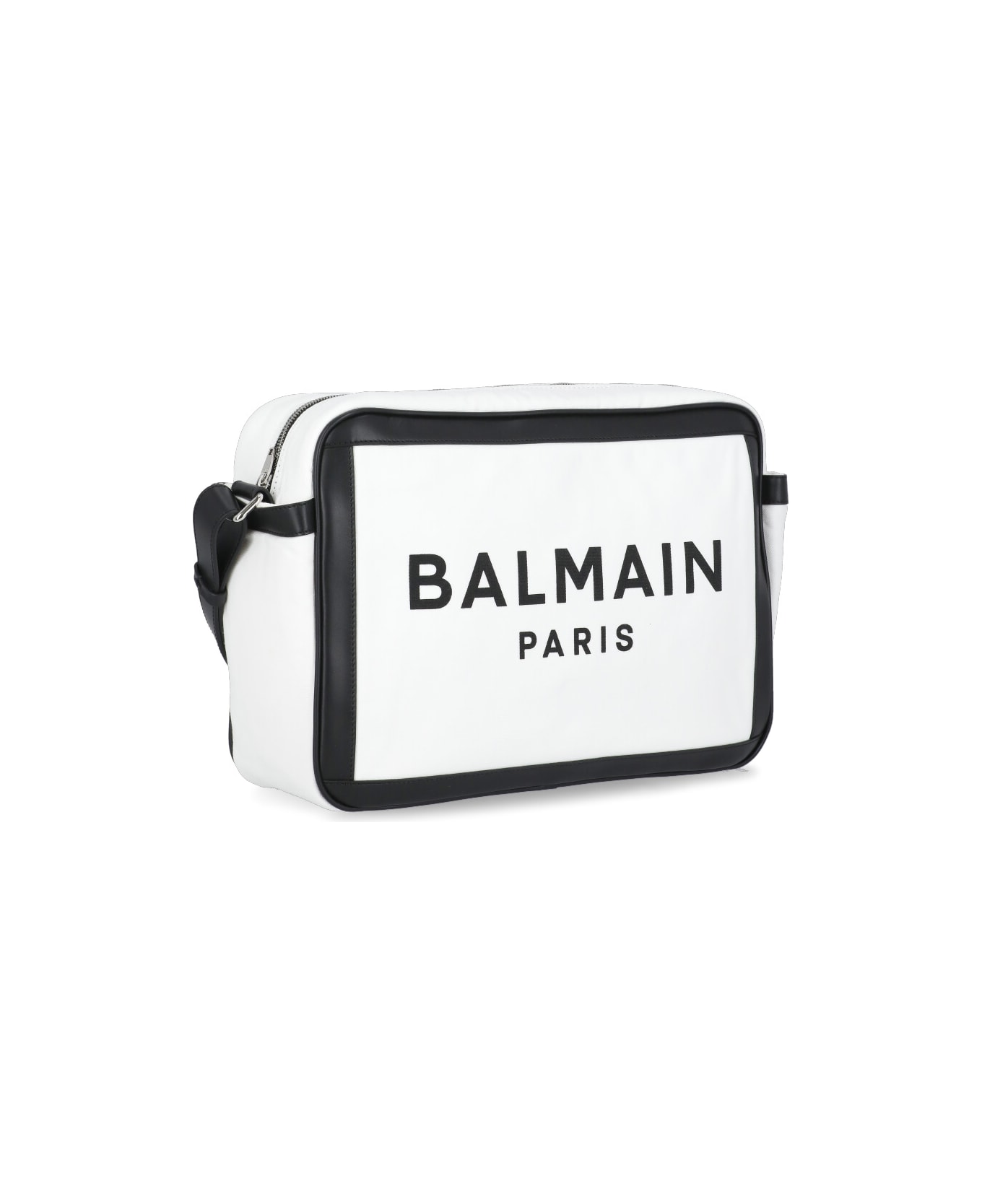 Balmain Cotton Shoulder Bag With Logo - White