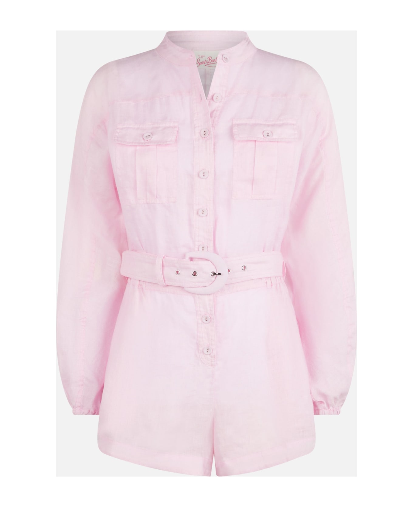 MC2 Saint Barth Woman Pink Linen Playsuit Hanniel - PINK