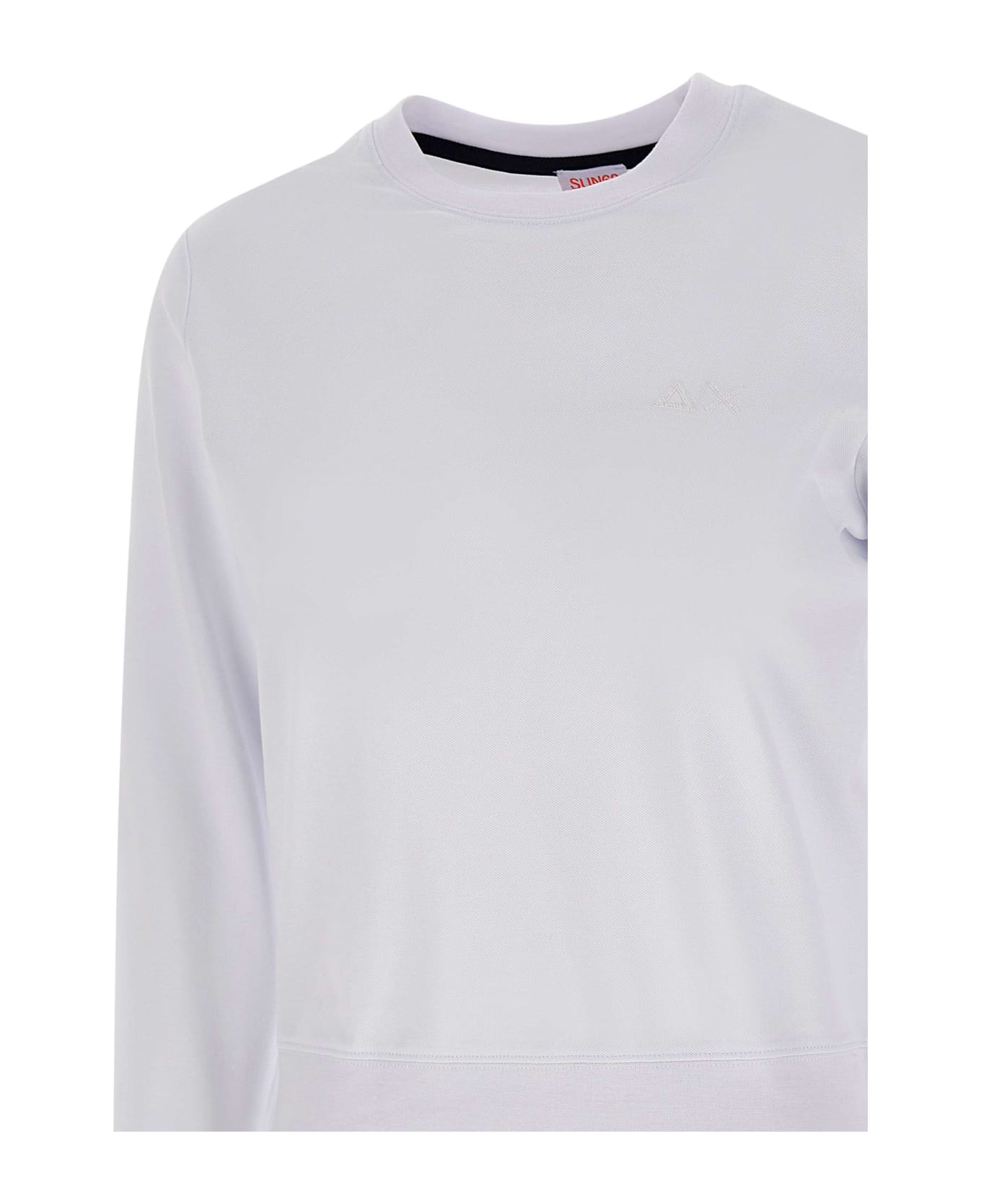 Sun 68 "round Neck" Cotton Piquet Sweatshirt - WHITE