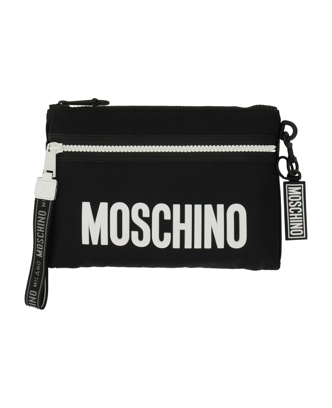 Moschino Clutch With Logo - BLACK