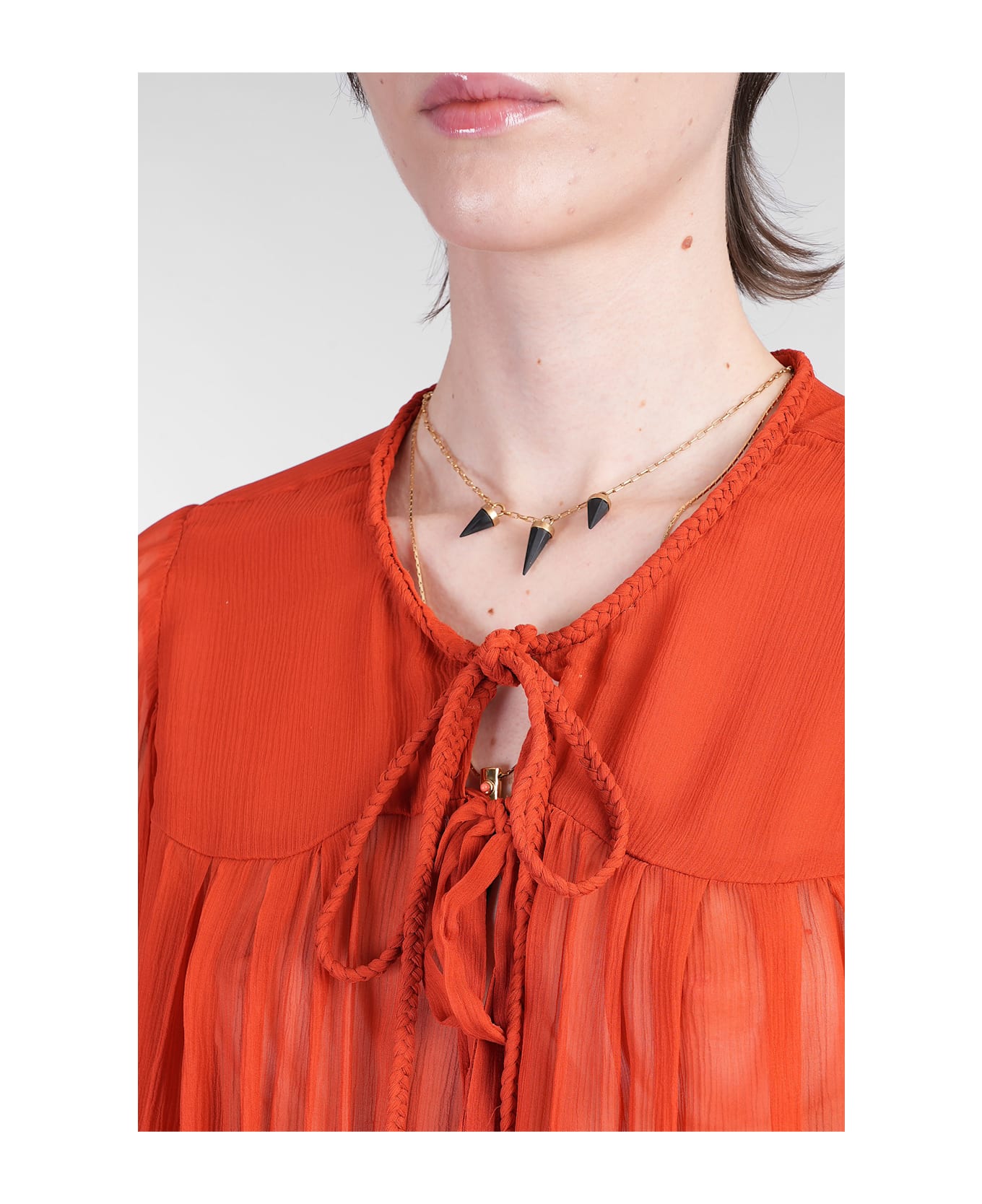 Isabel Marant Ametissa Blouse In Orange Silk - orange
