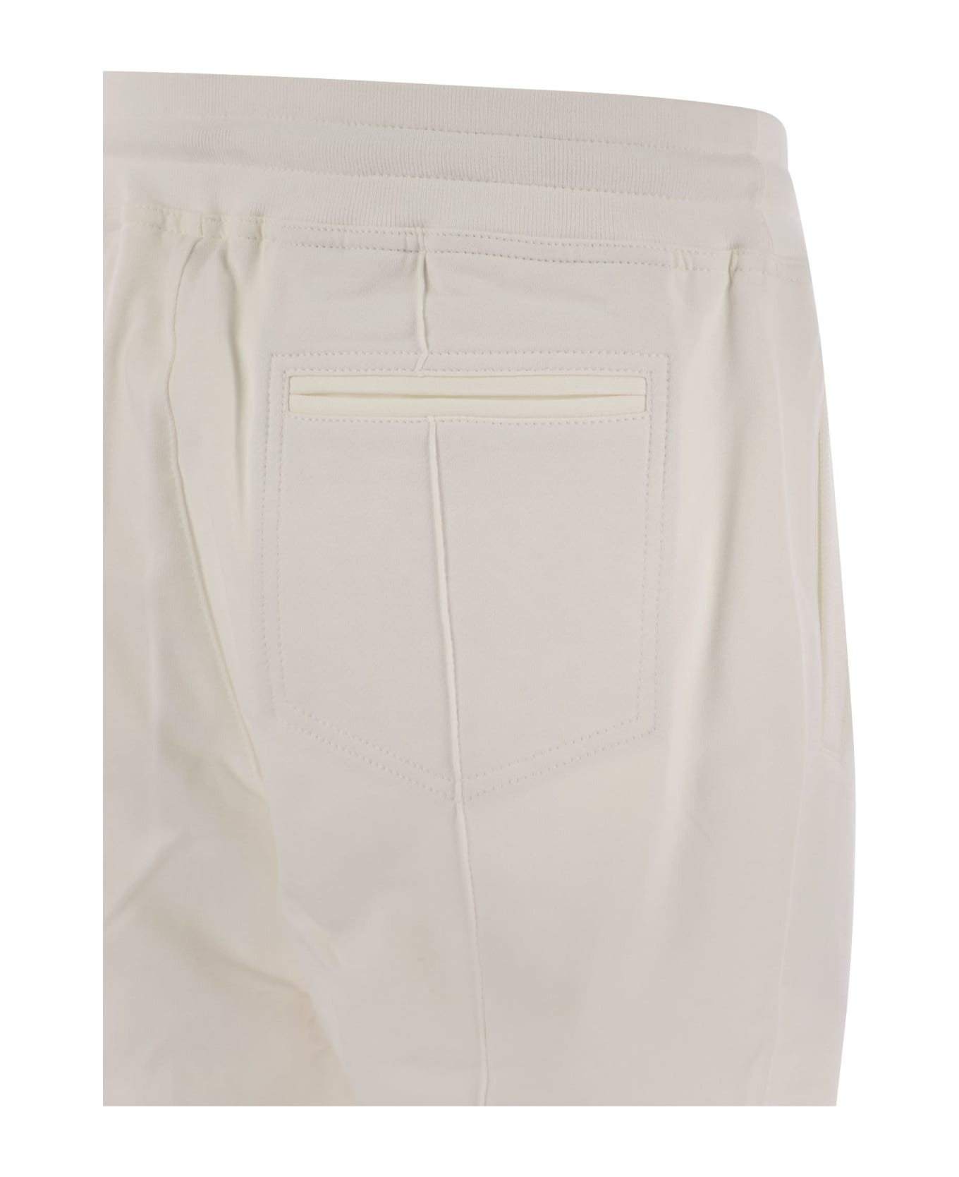 Brunello Cucinelli Cotton Fleece Trousers With Crête And Elasticated Hem - White