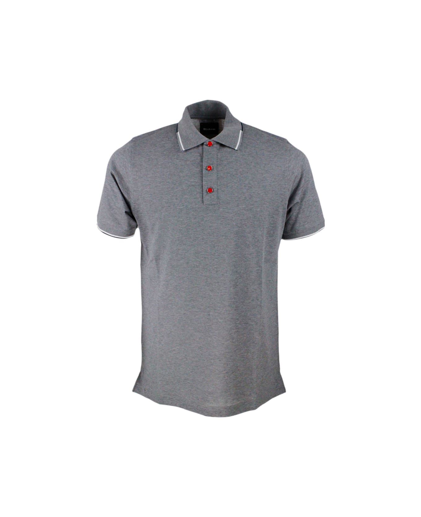 Kiton Short-sleeved Polo In Cotton Jersey - Grey