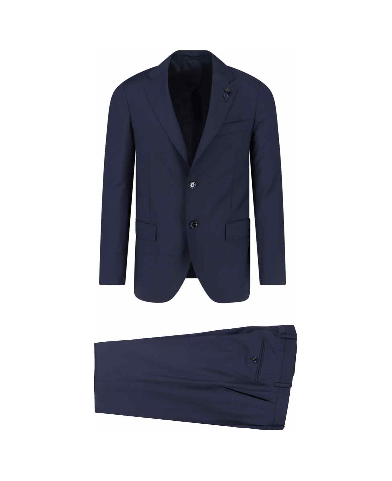 Lardini Single-breasted Virgin Wool Suit - Blue