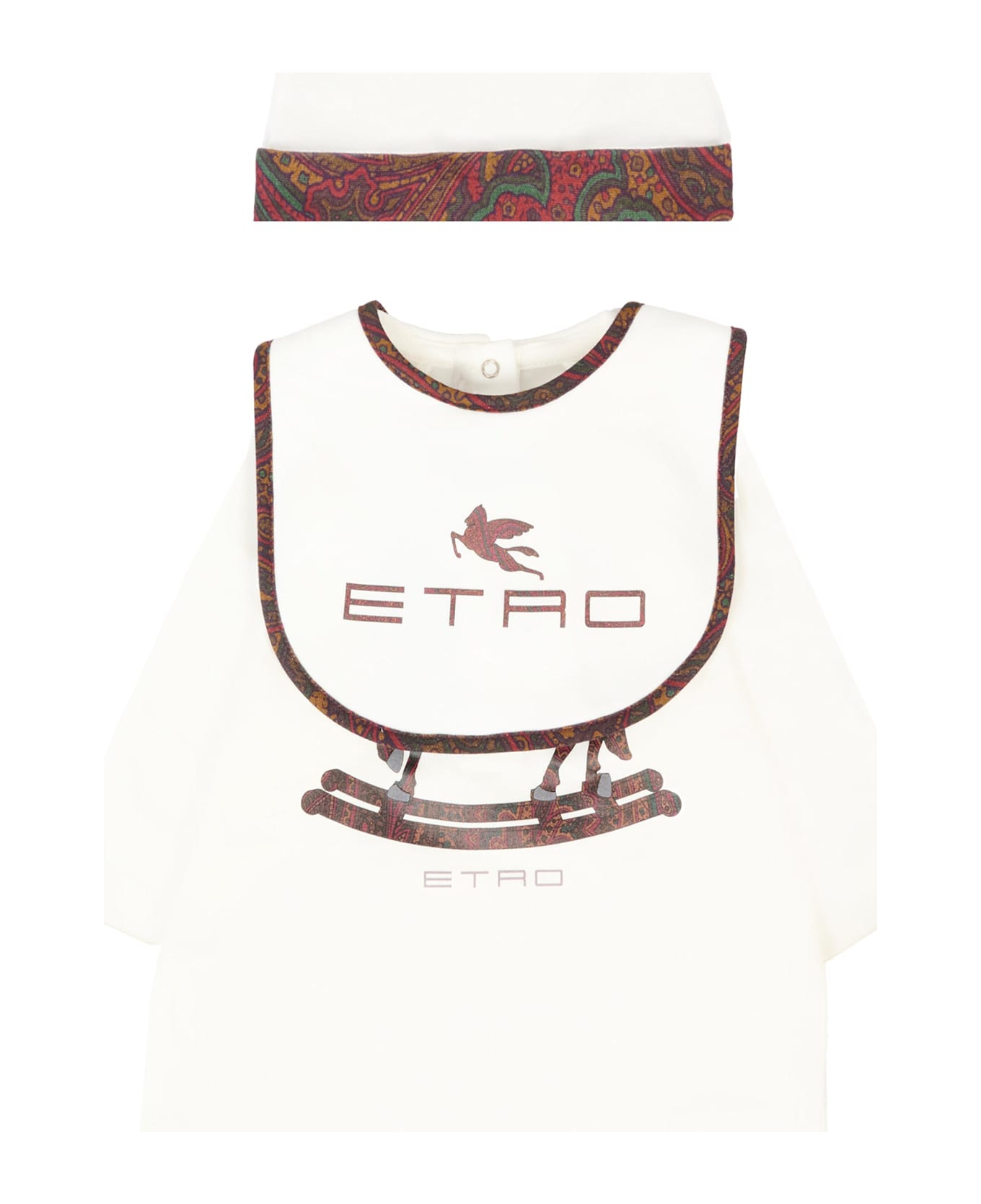 Etro Ivory Babygrow Set For Babykids With Pegasus - Ivory