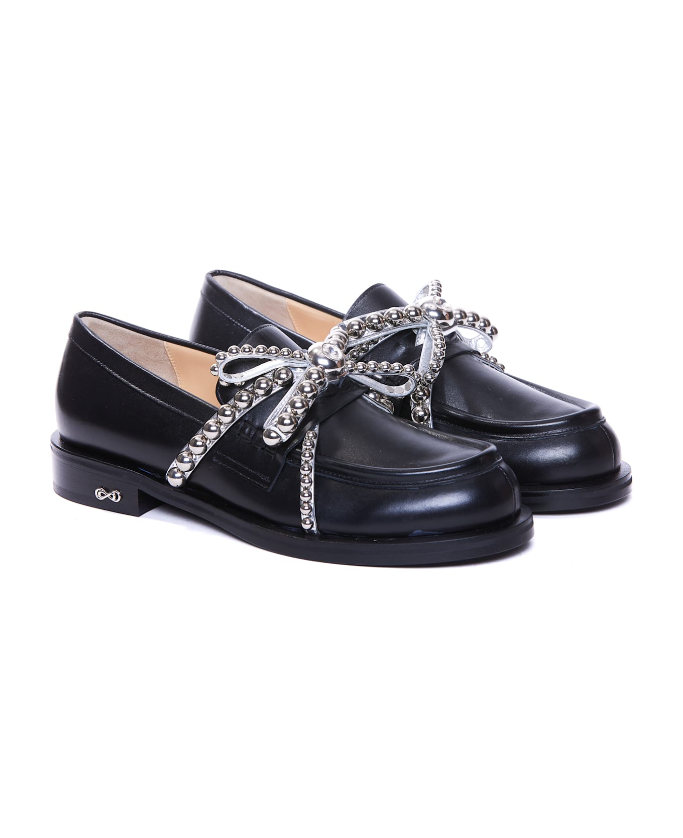 Mach & Mach Crystal Studs Loafers - Black