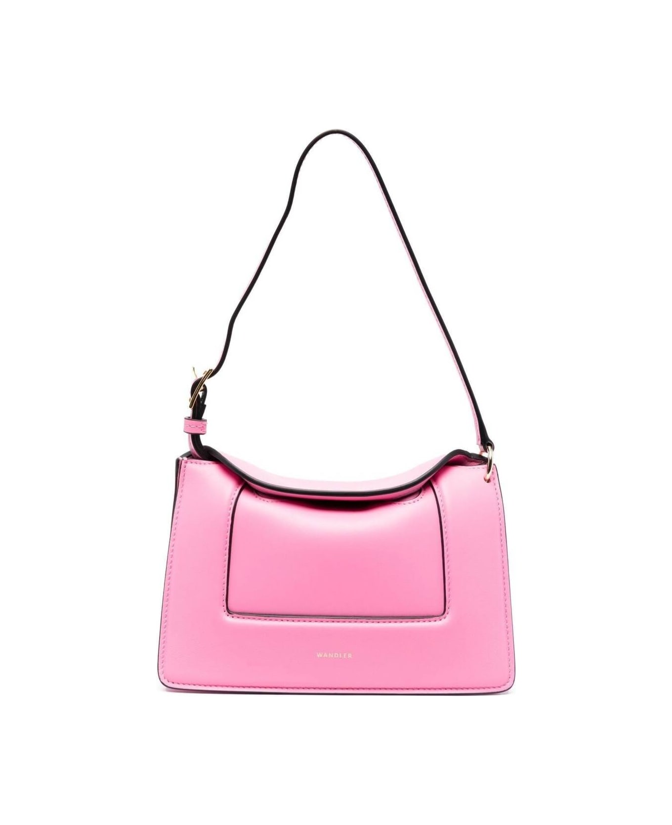 Wandler 'micro Penelope' Pink Shoulder Bag With Logo Print In Leather Woman Wandler - Pink