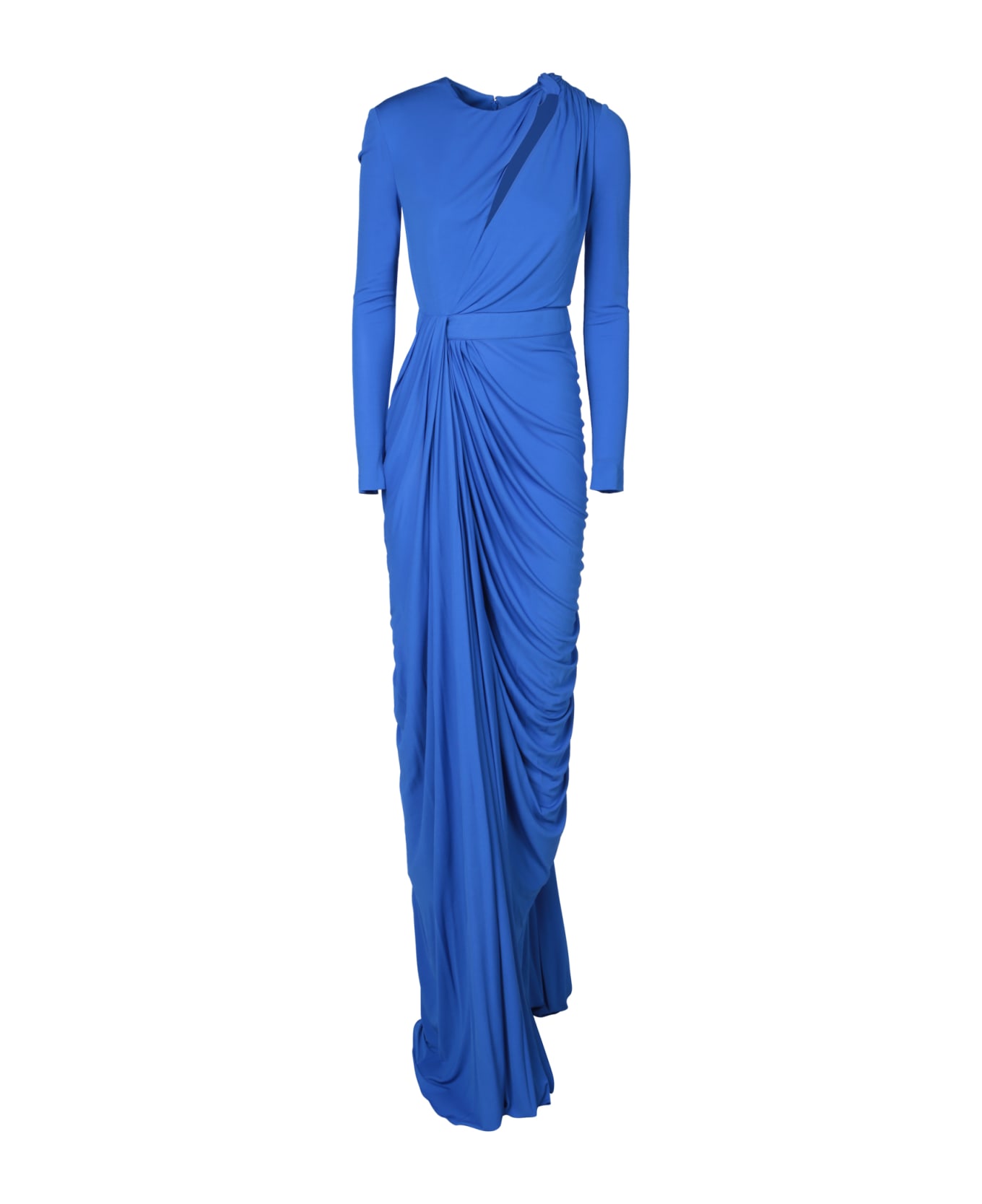 Alexander McQueen Draped Long Dress - Blu