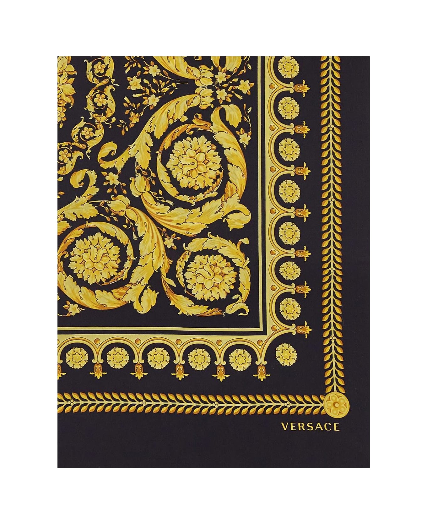 Versace Silk Baroque Foulard - Black gold スカーフ＆ストール