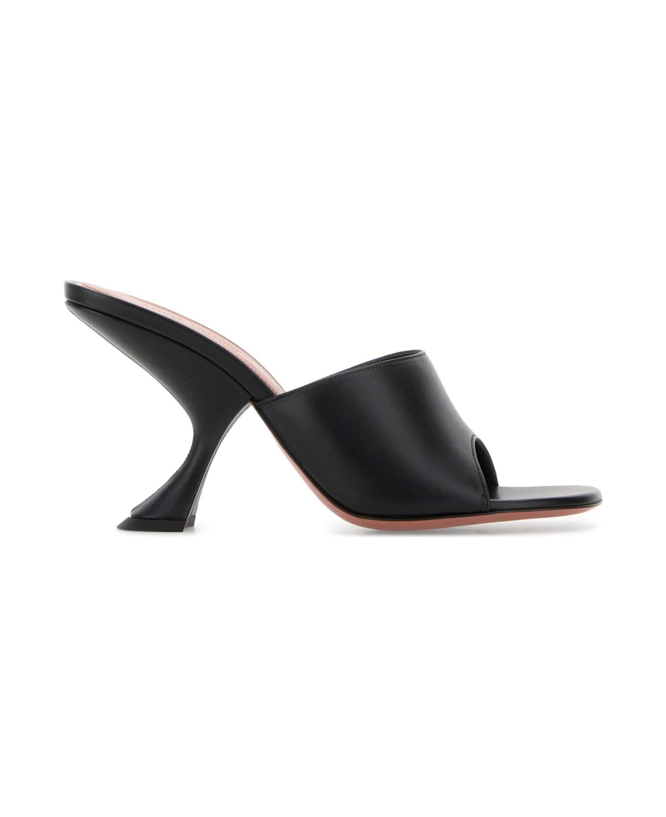 Amina Muaddi Black Leather Taylor Mules - NAPPABLACK